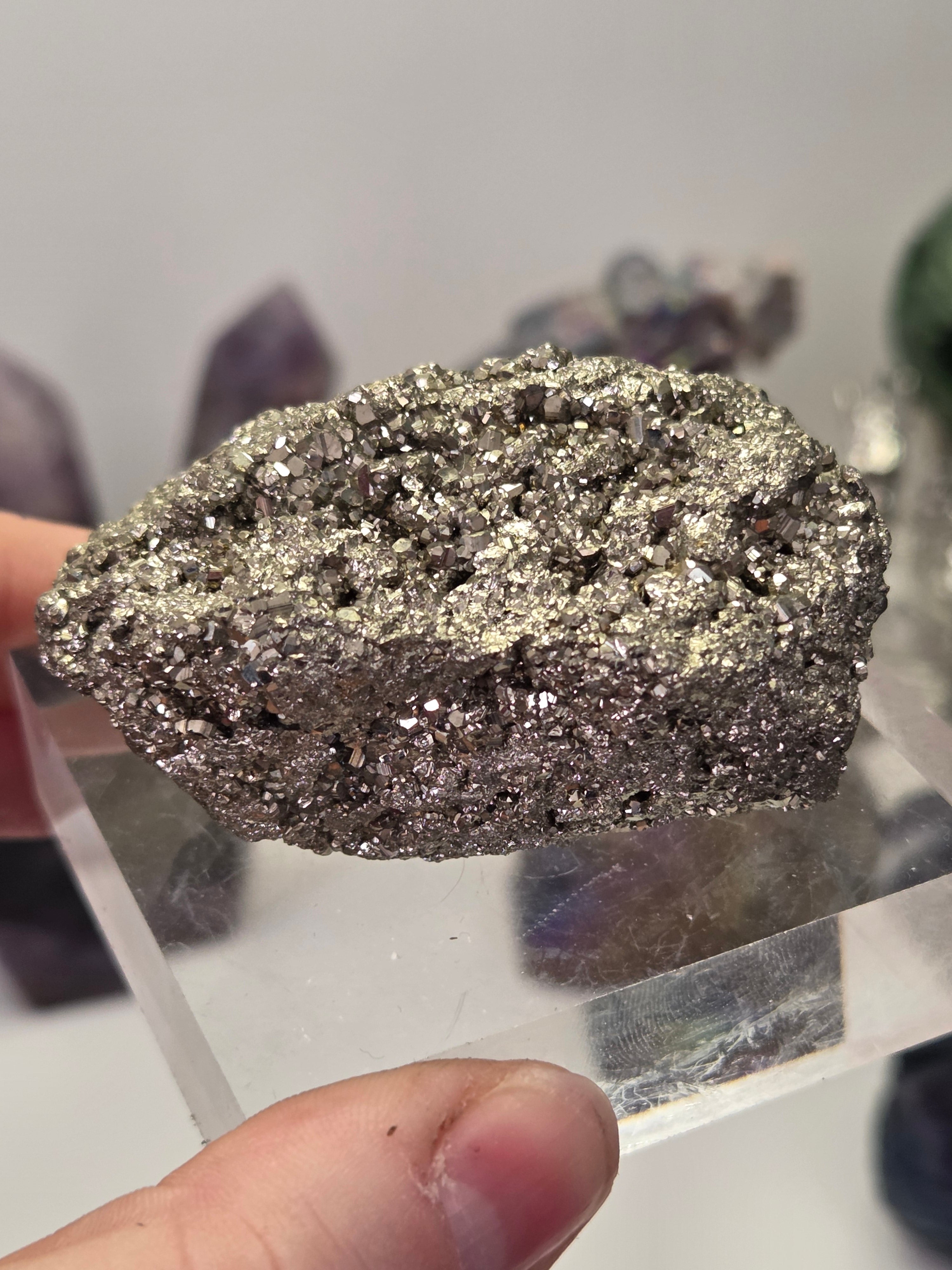 Pyrite specimen with stand