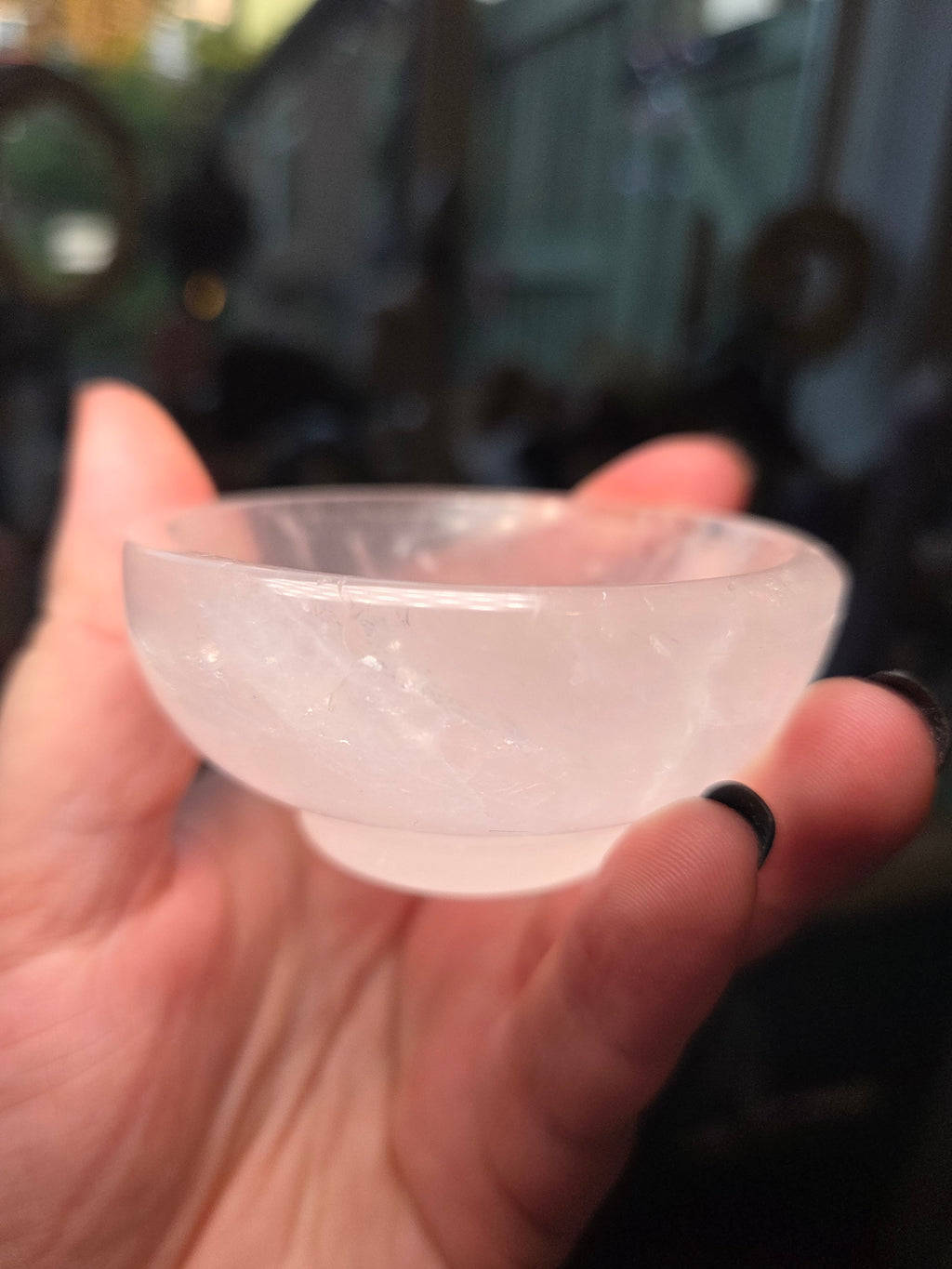 Rose quartz crystal bowl
