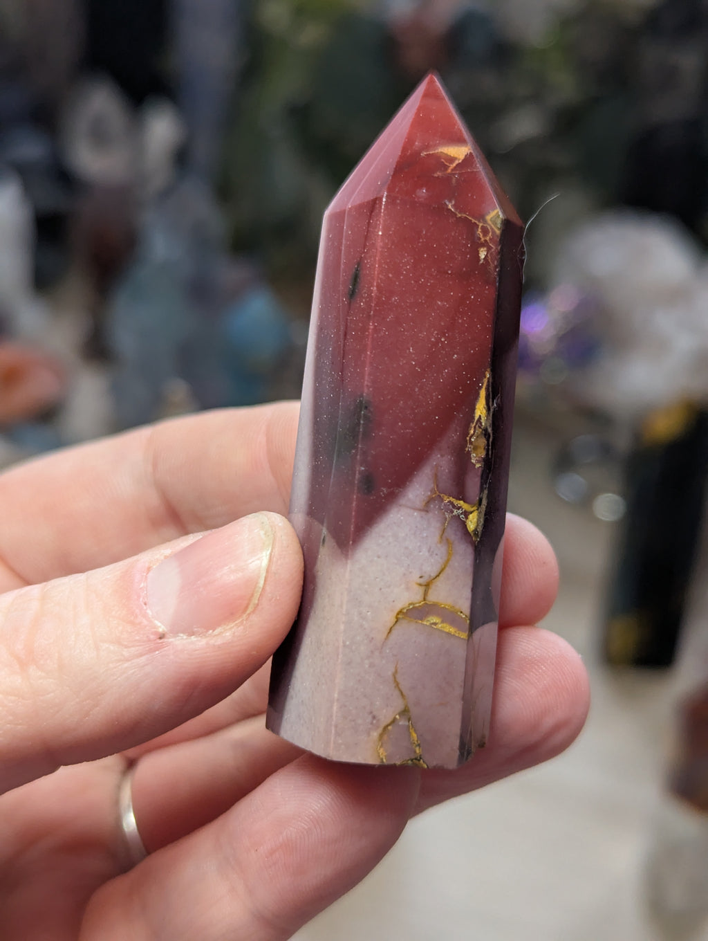 Mookaite crystal tower carving