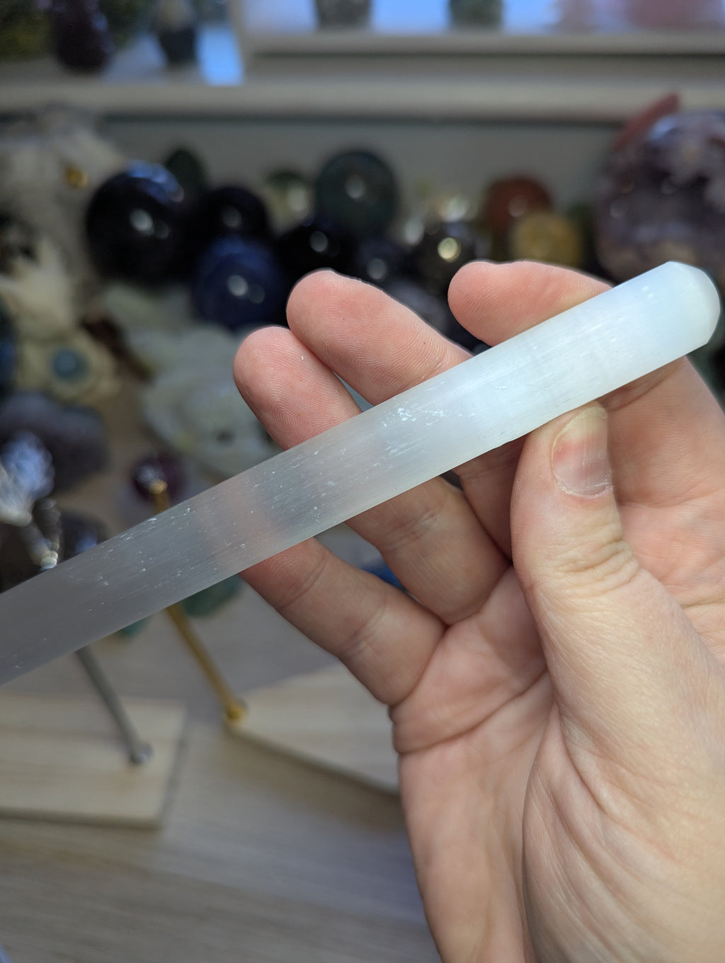 Selenite crystal ring stand