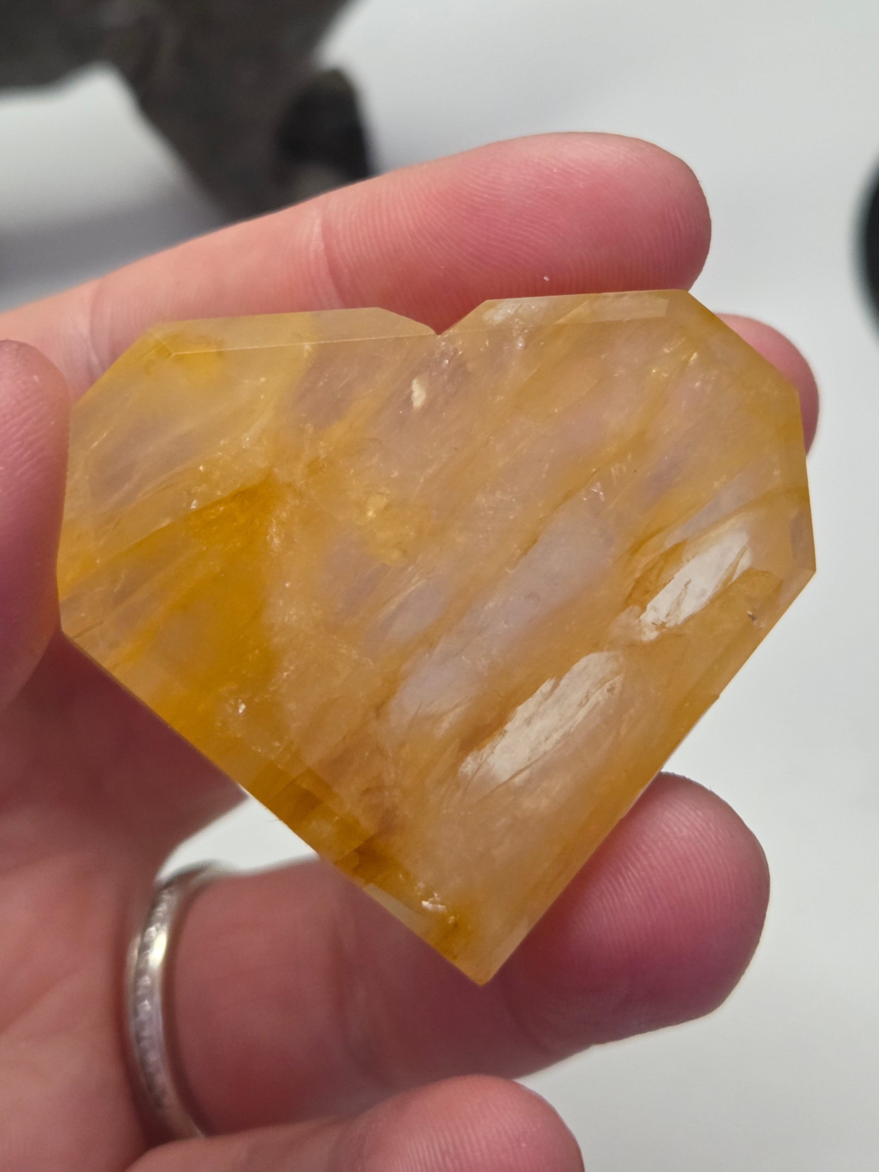 Fire quartz and  golden healer crystal heart