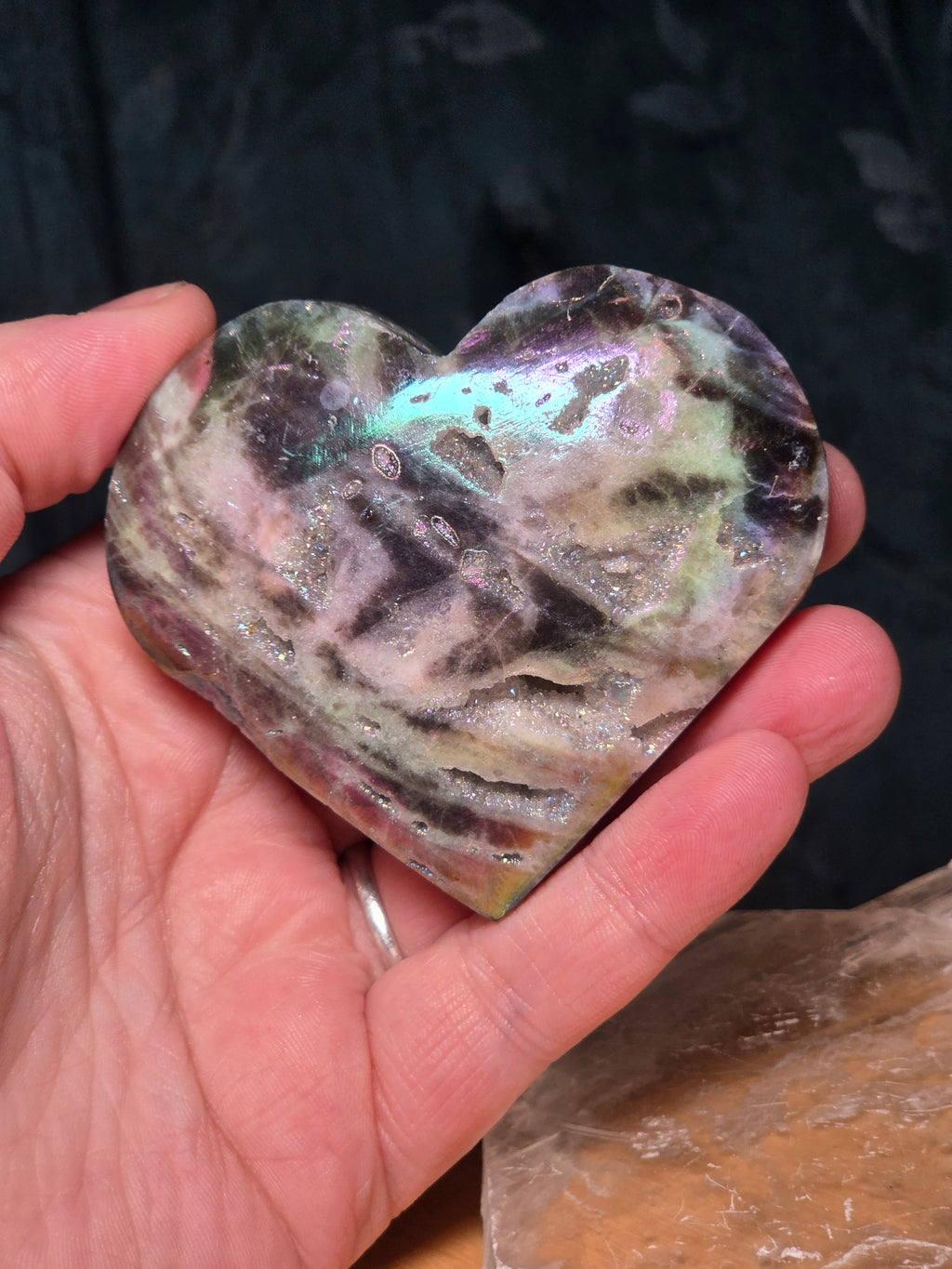 Aura Sphelerite crystal heart carving