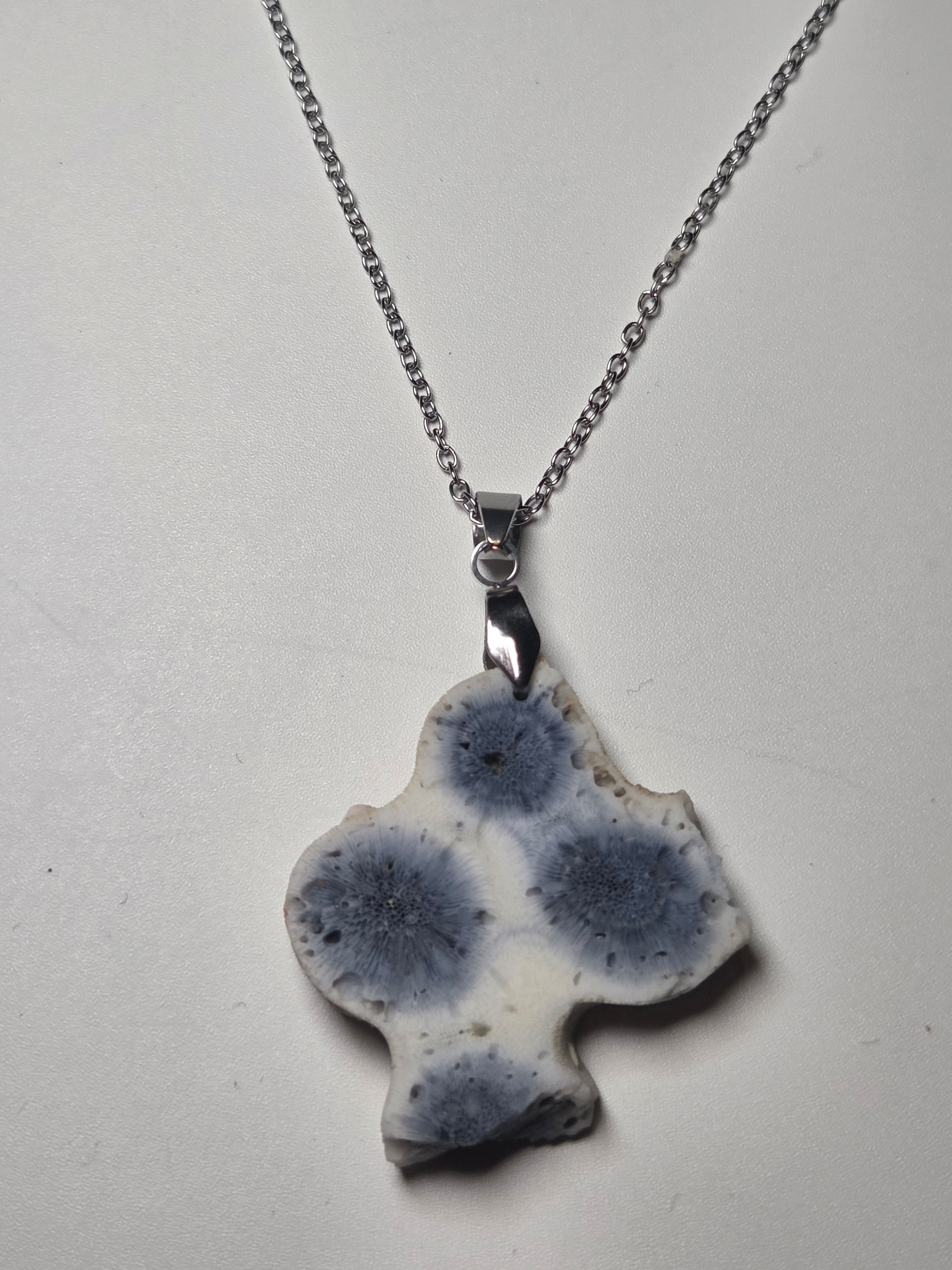 Blue coral necklace from the Dominican Republic