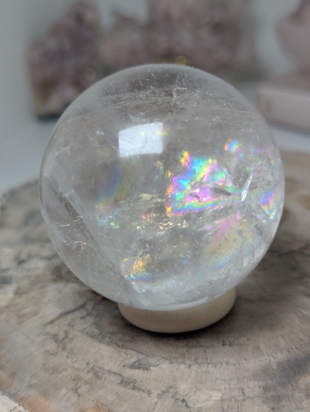 Clear quartz crystal sphere