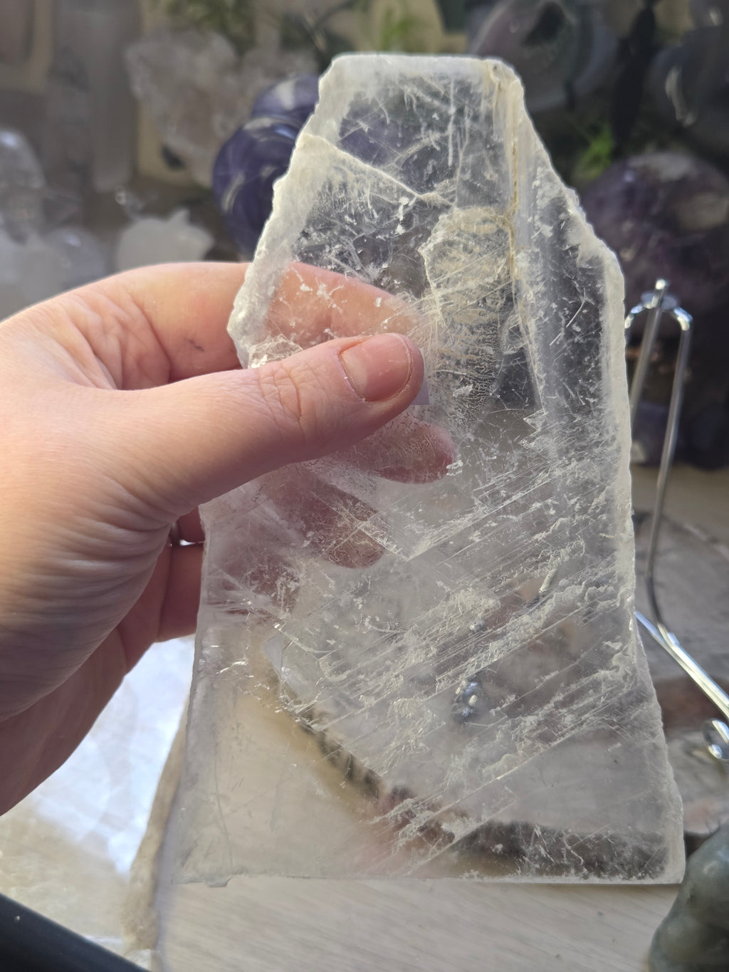 Beautiful crystal selenite crystal slice