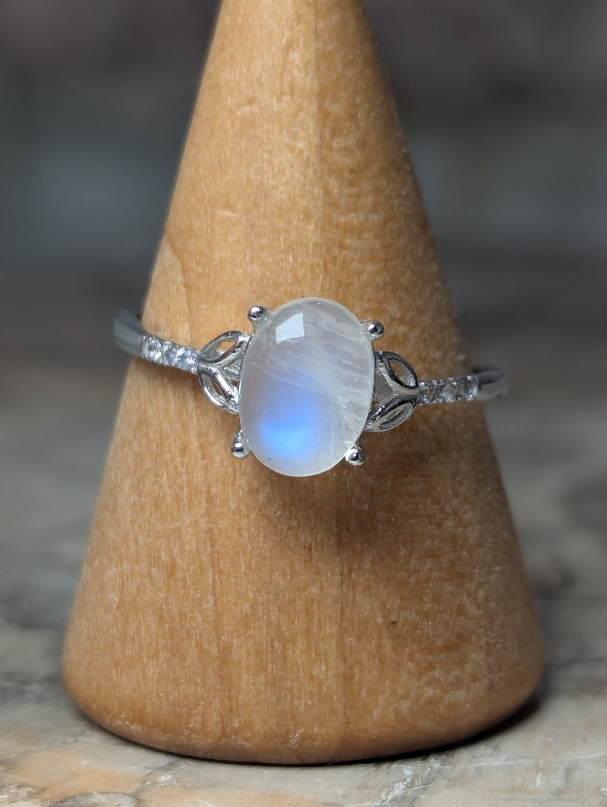 Moonstone crystal Adjustable ring