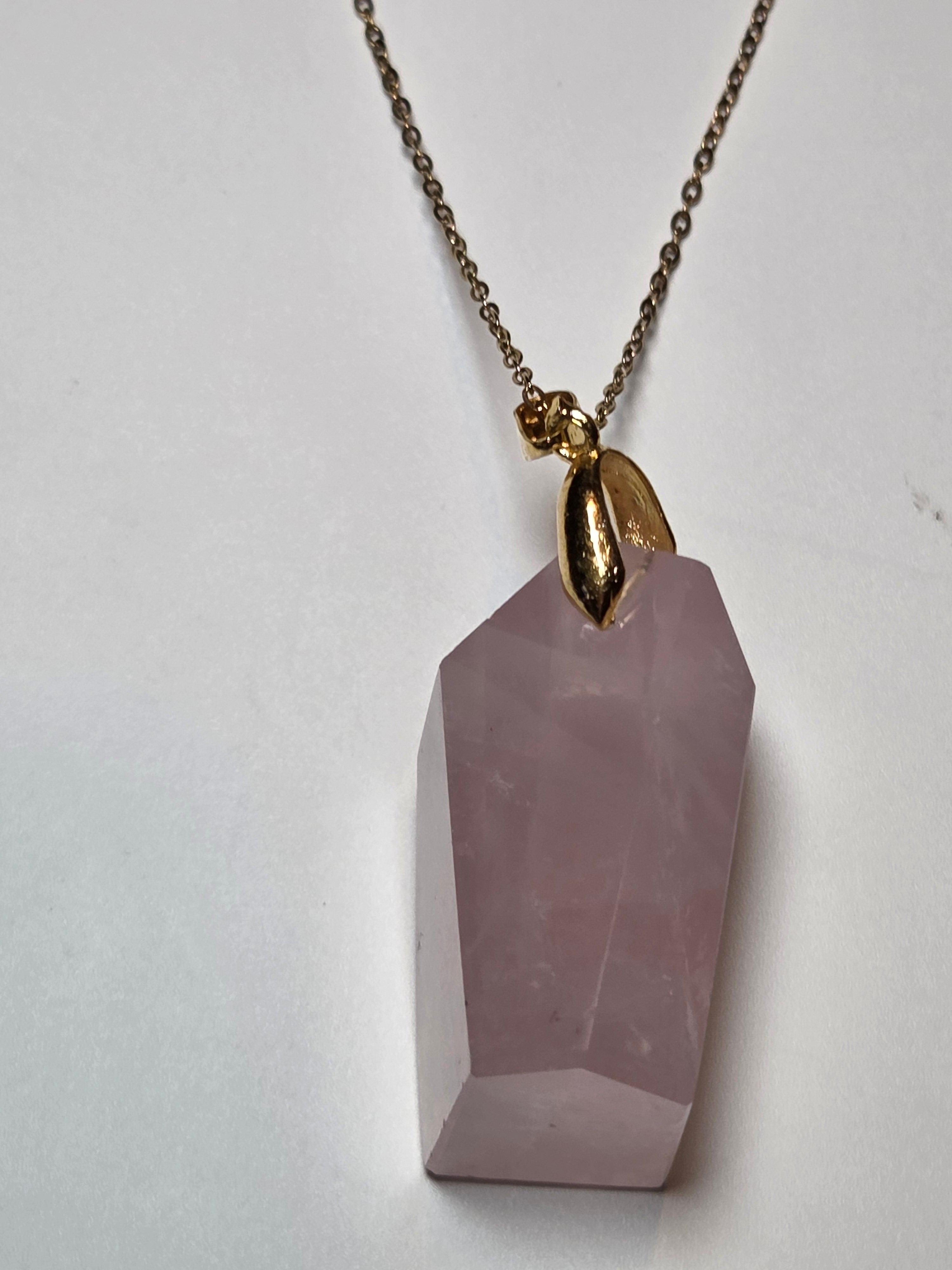 Rose quartz crystal handmade necklace