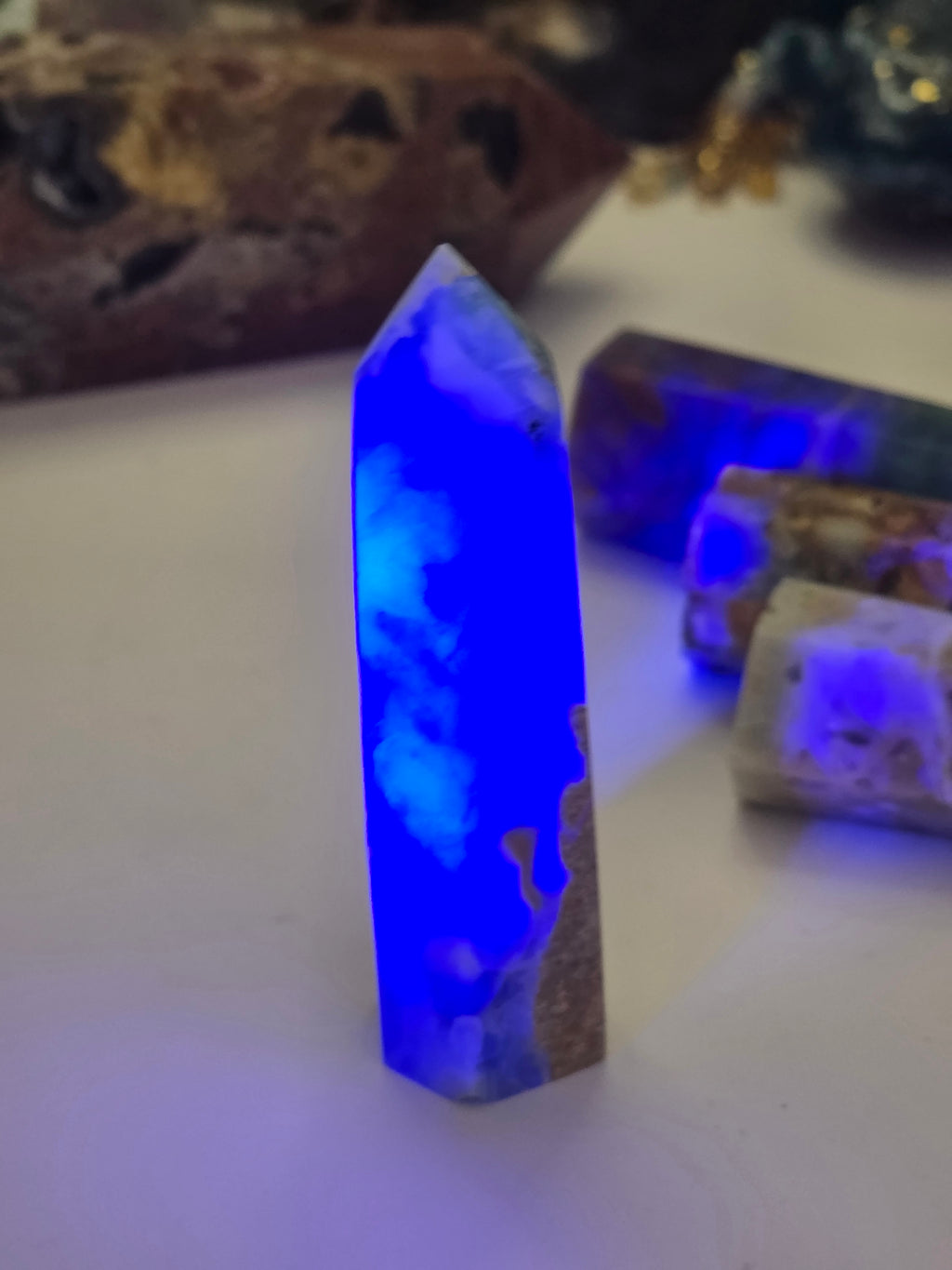 Flourite Agate crystal tower carving