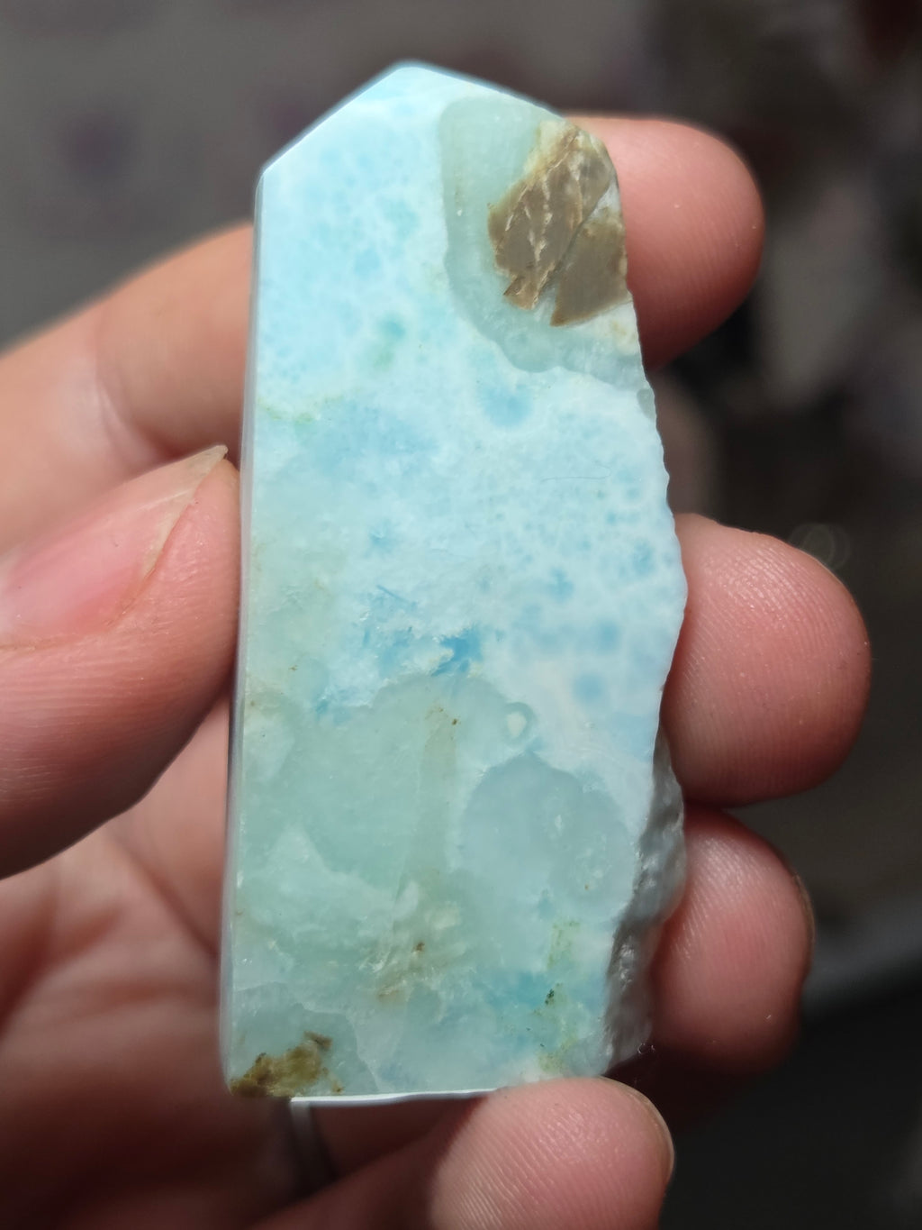 Natural  Larimar crystal tower  part raw