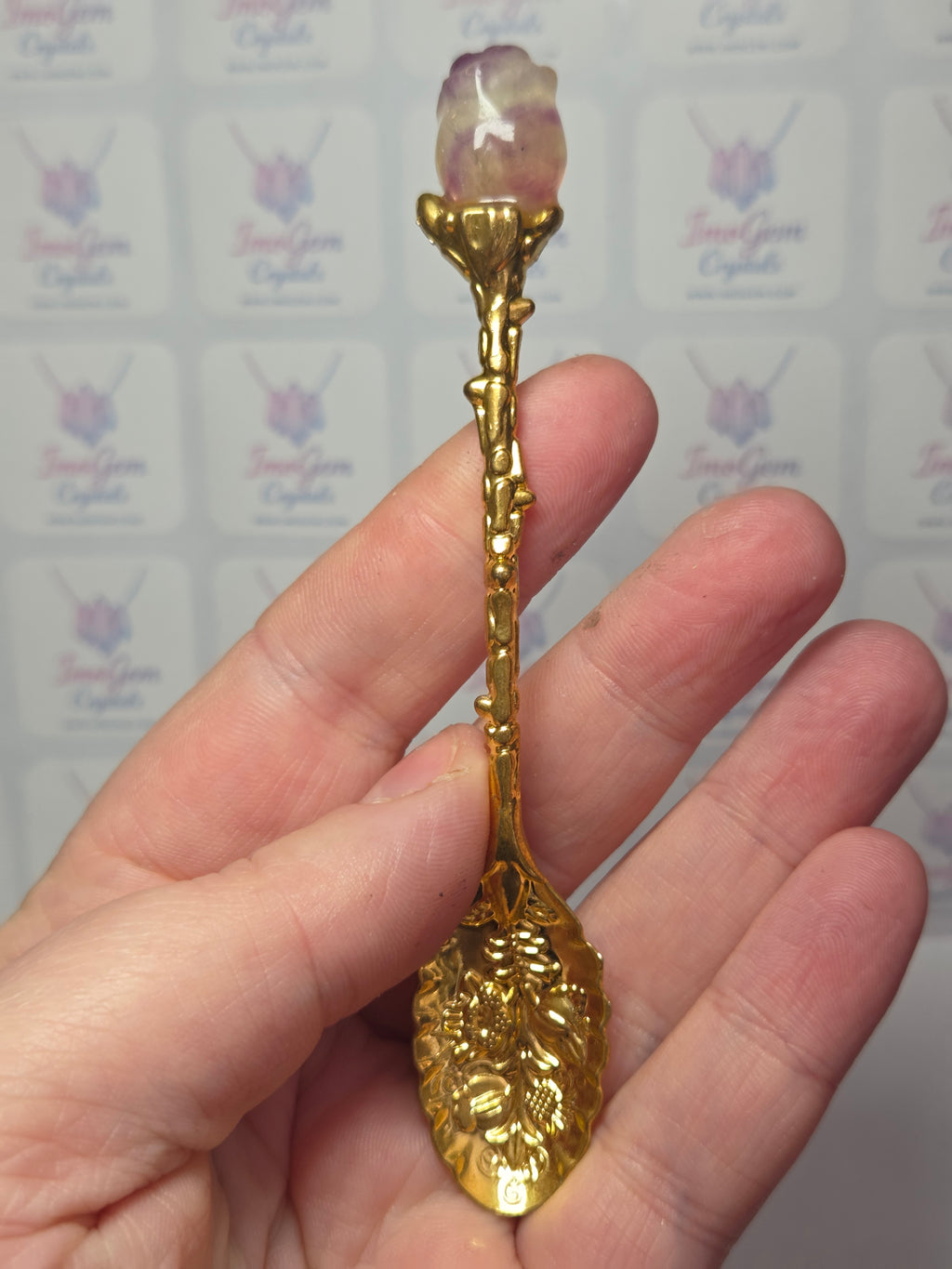 Rosé flourite crystal spoon