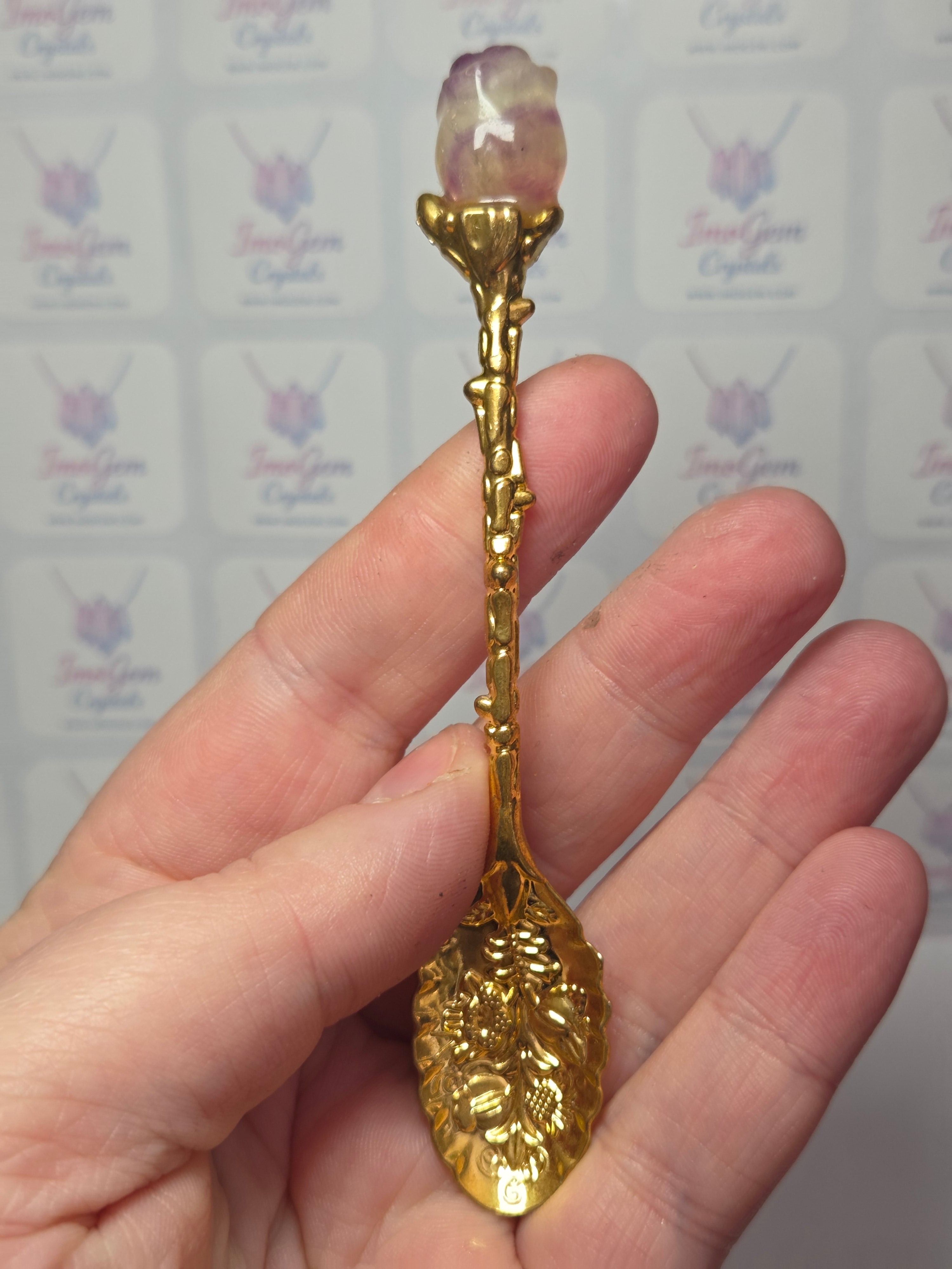 Rosé flourite crystal spoon