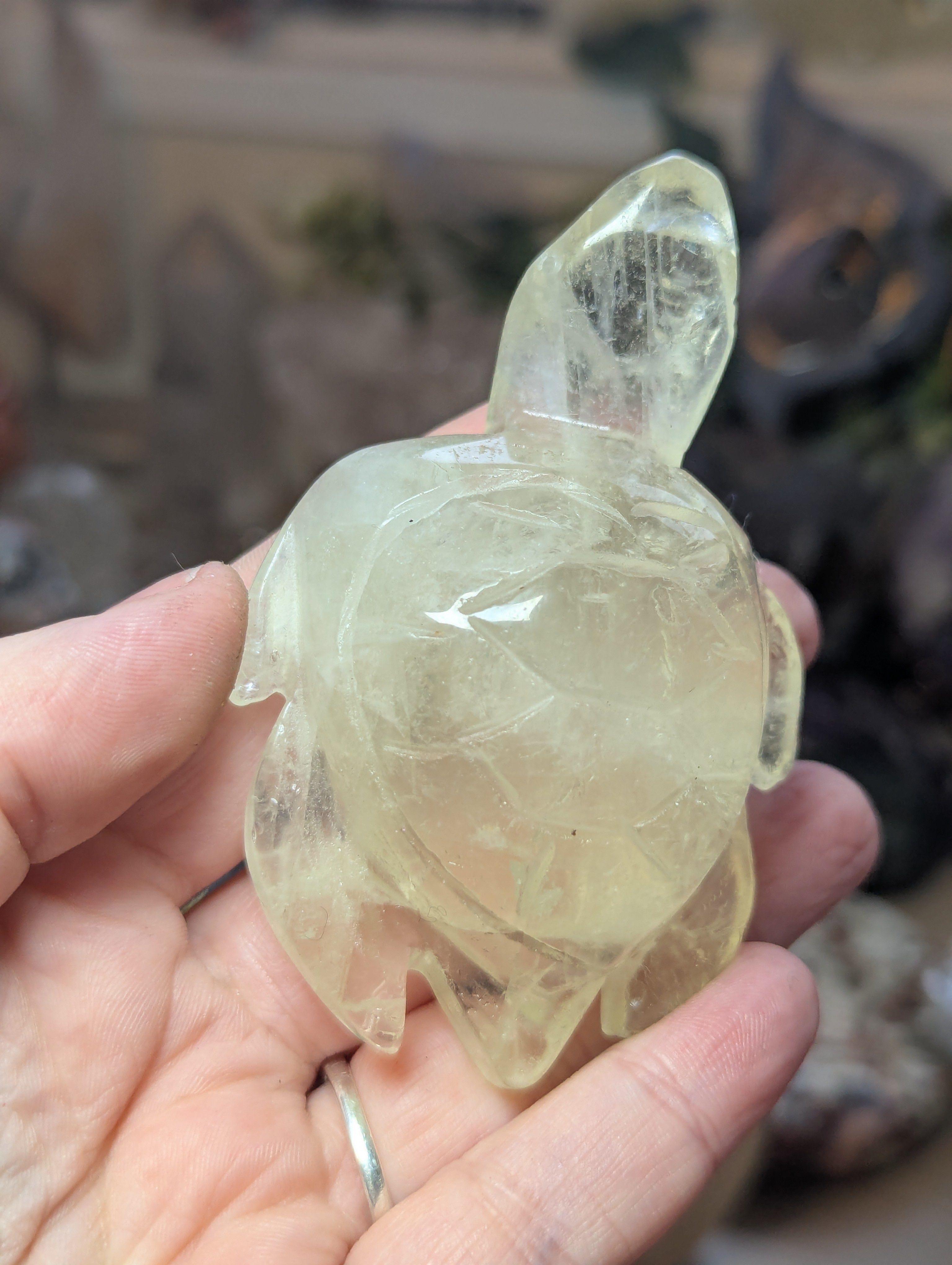 Citrine crystal turtle carving