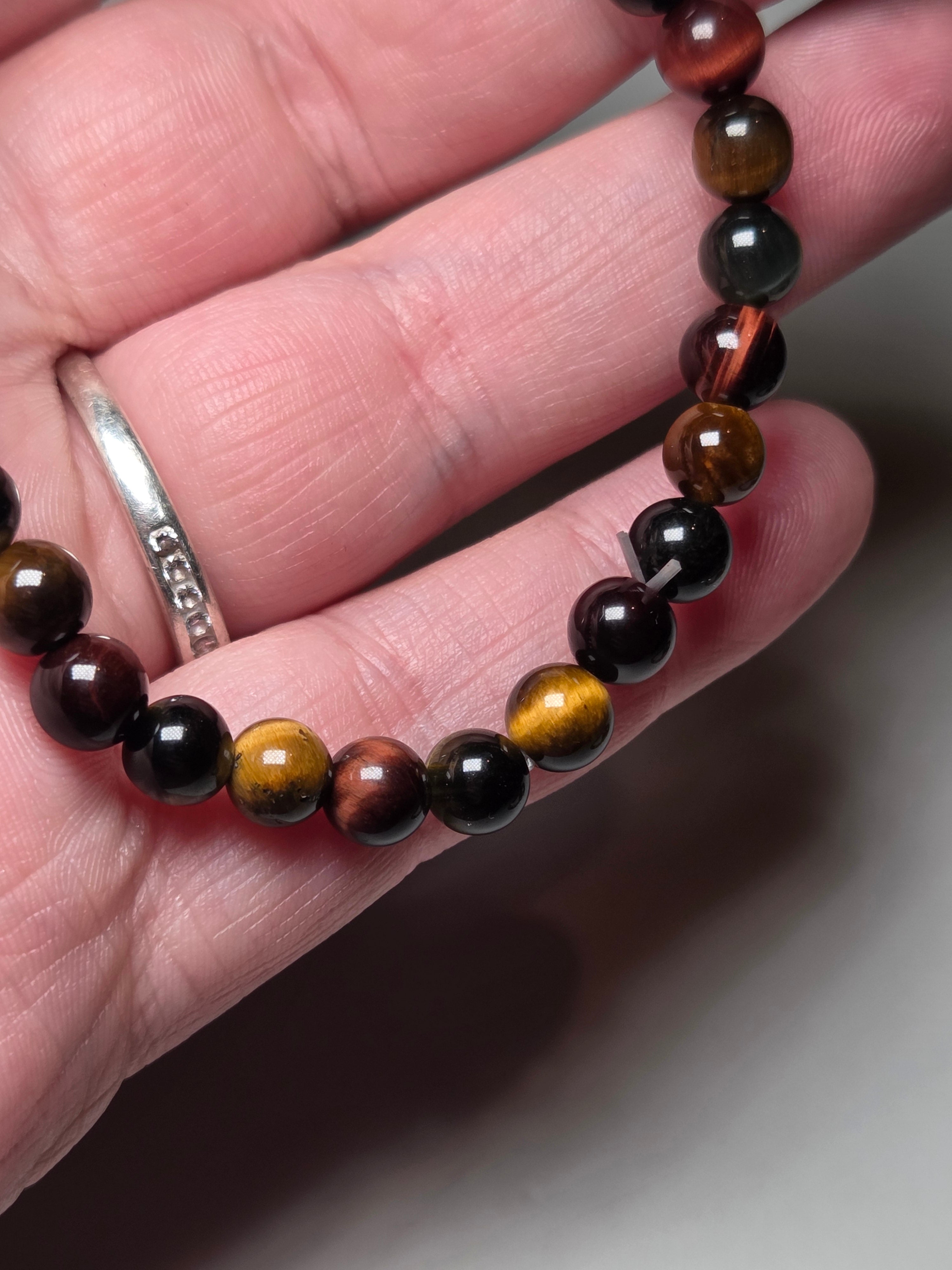 Yellow  blue and red natural tigers eye crystal bracelet