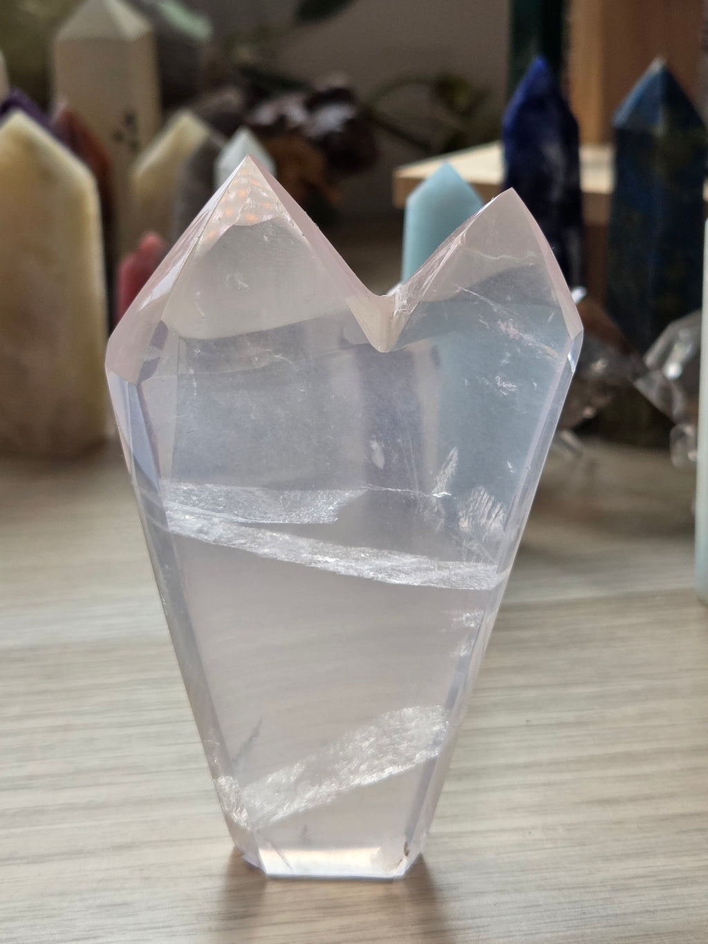 Grade AAAA Rose quartz crystal twin towers