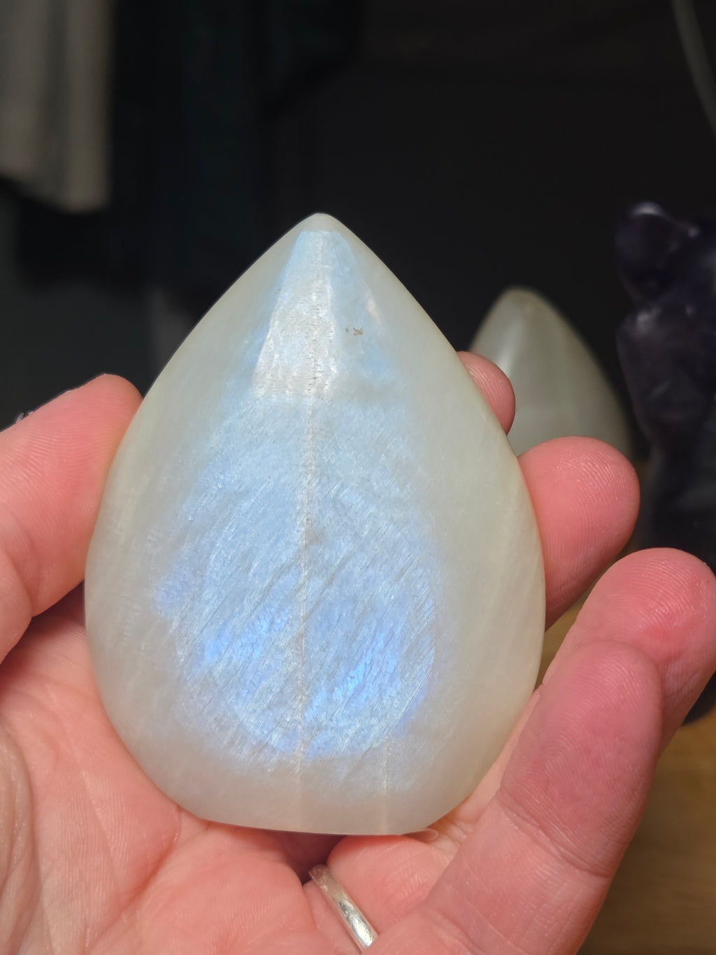 Rainbow moonstone crystal tear drop freeform