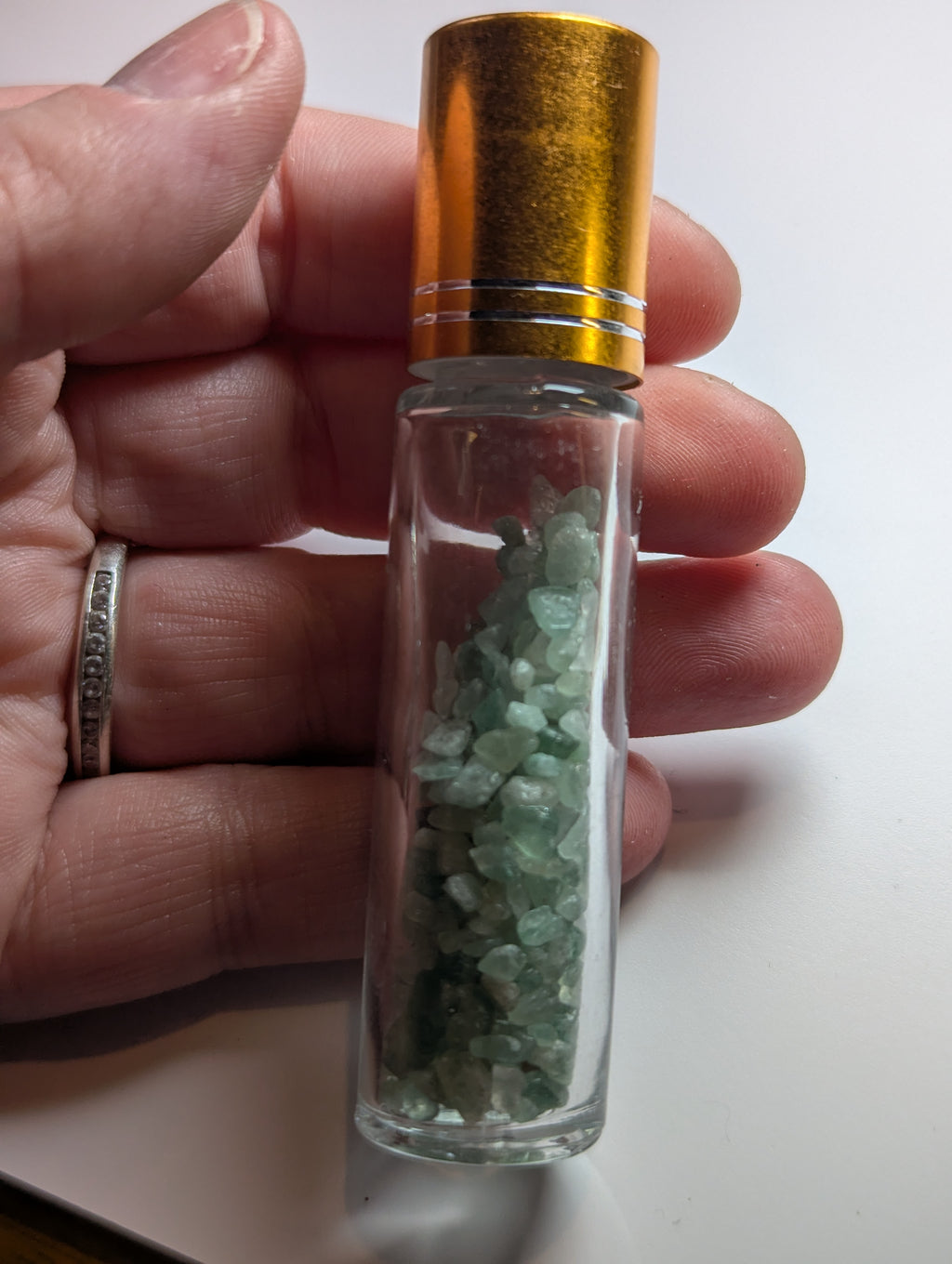 Green strawberry quartz Essential oil or perfume roller