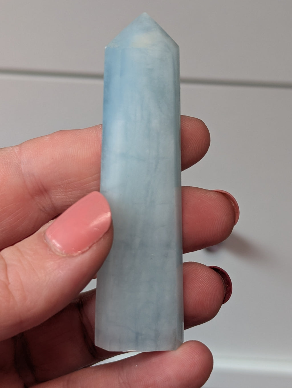 Aquamarine crystal tower carving