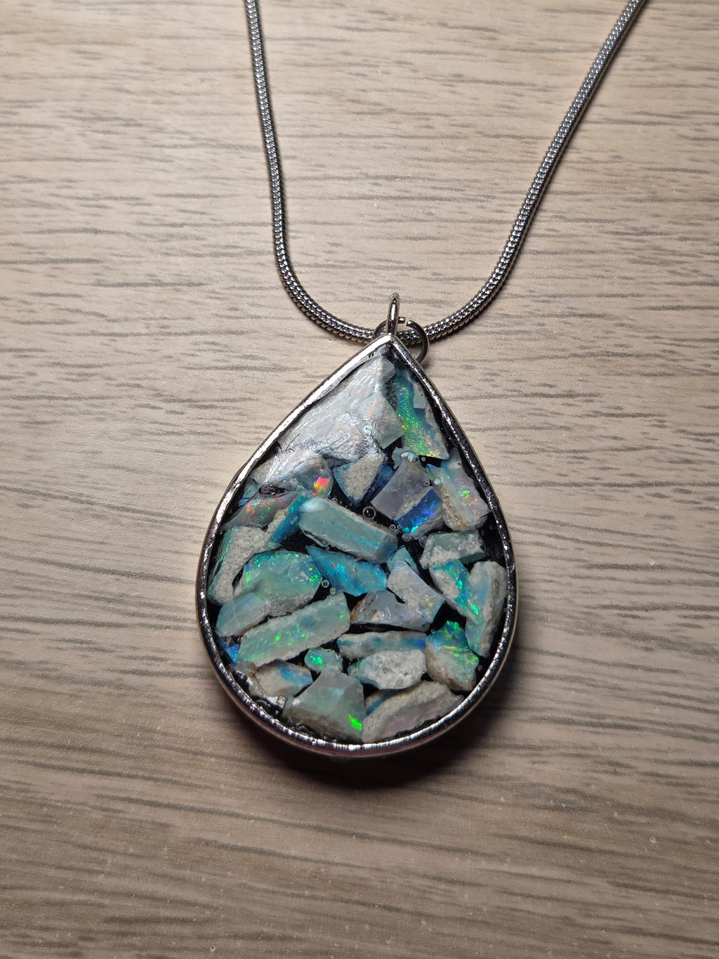 Australian opal crystal handmade necklace set in resin