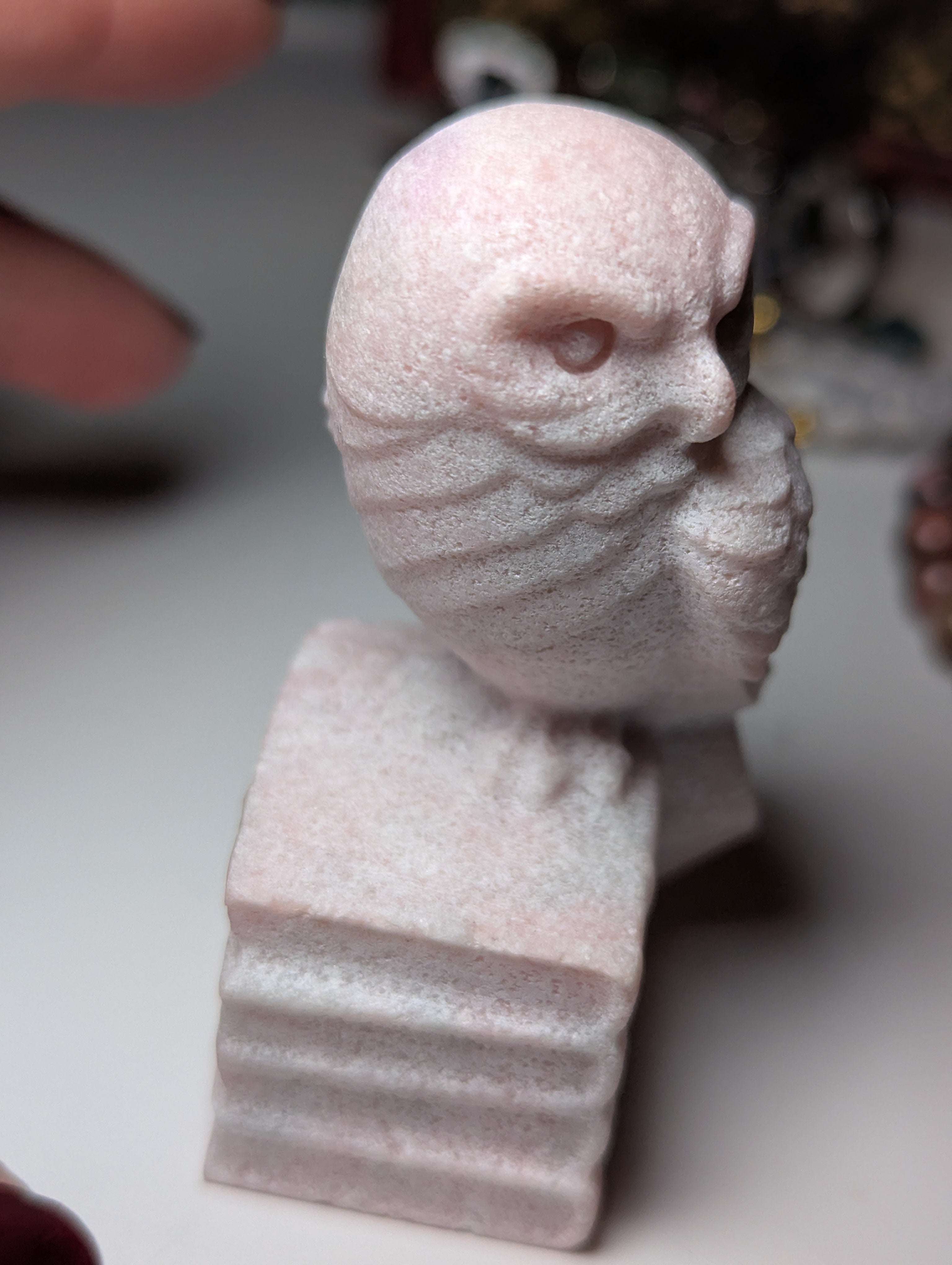 Pink opal crystal owl