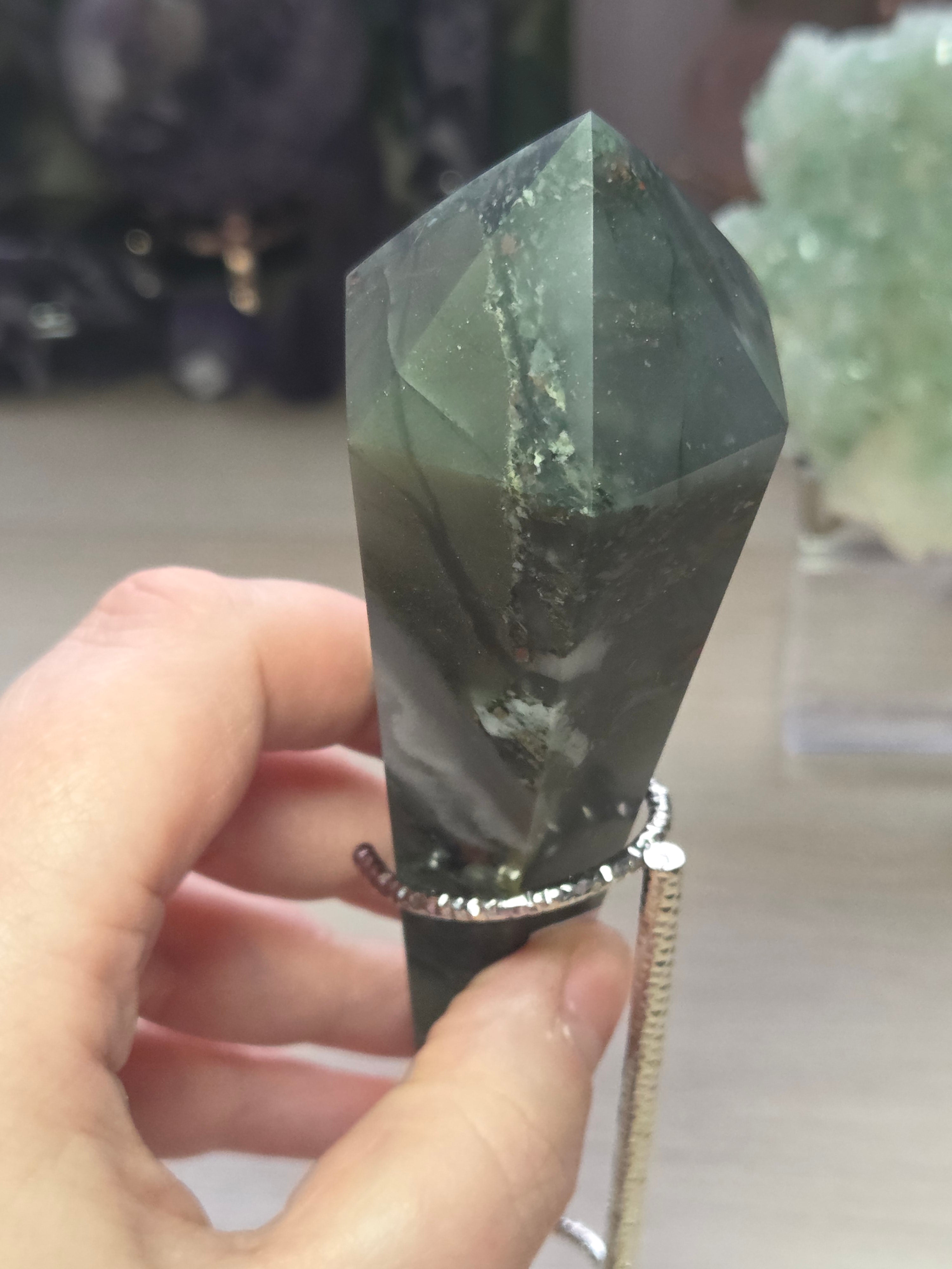 African bloodstone wand carving