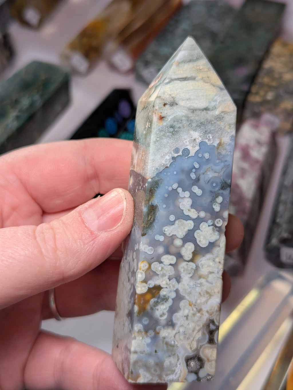 Blue ocean Jasper crystal tower