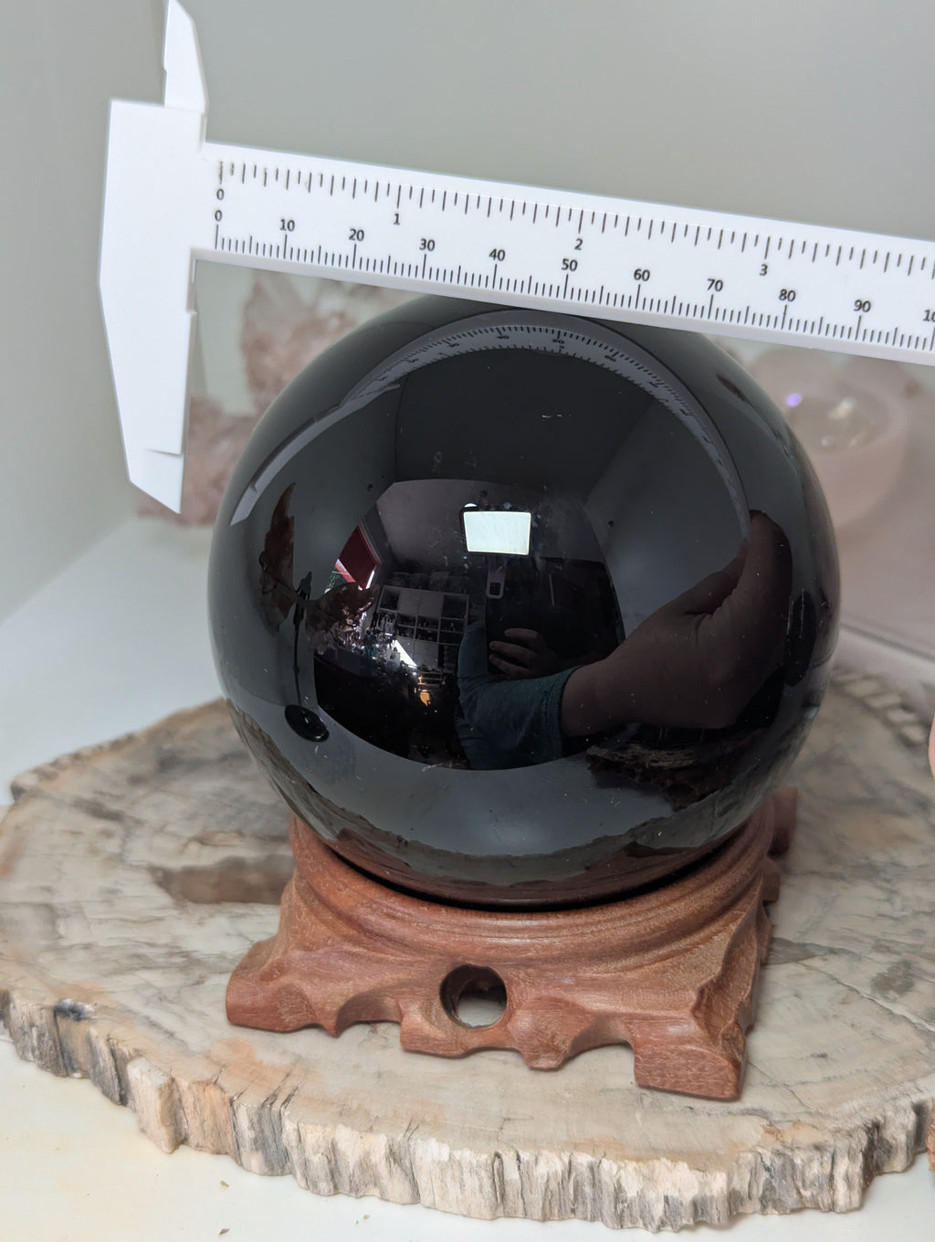 Large Black Obsidian crystal sphere