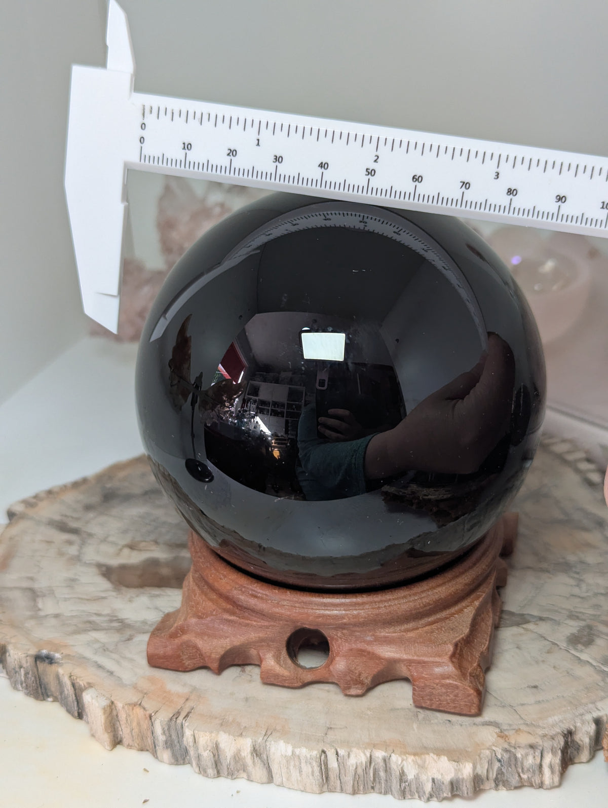 Large Black Obsidian crystal sphere