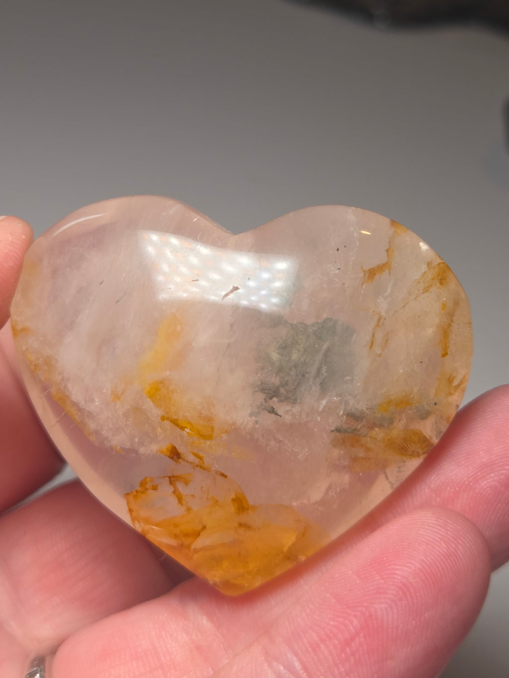 Golden Healer crystal heart carving