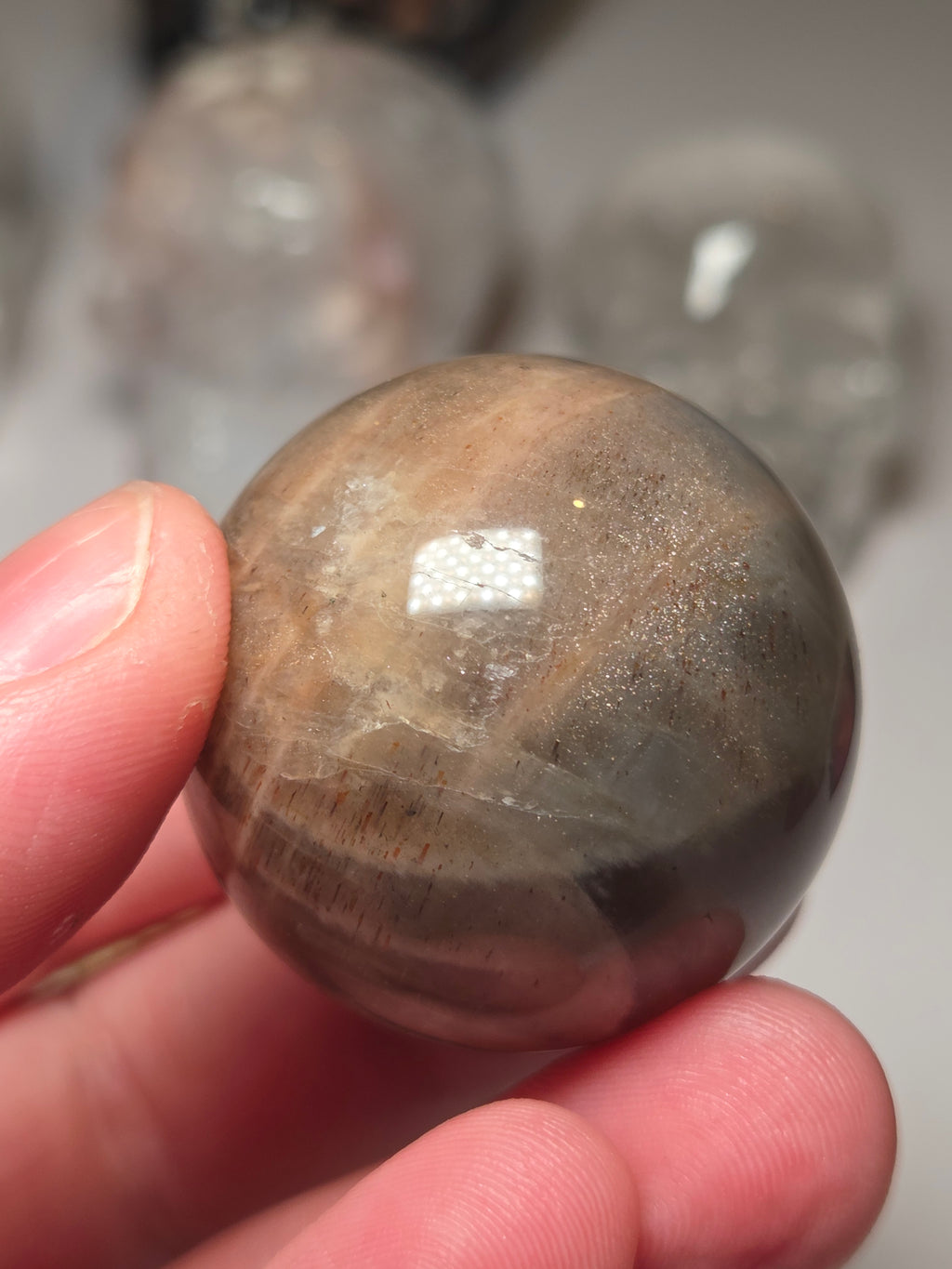 Grade A Black Moonstone with Sunstone with stand