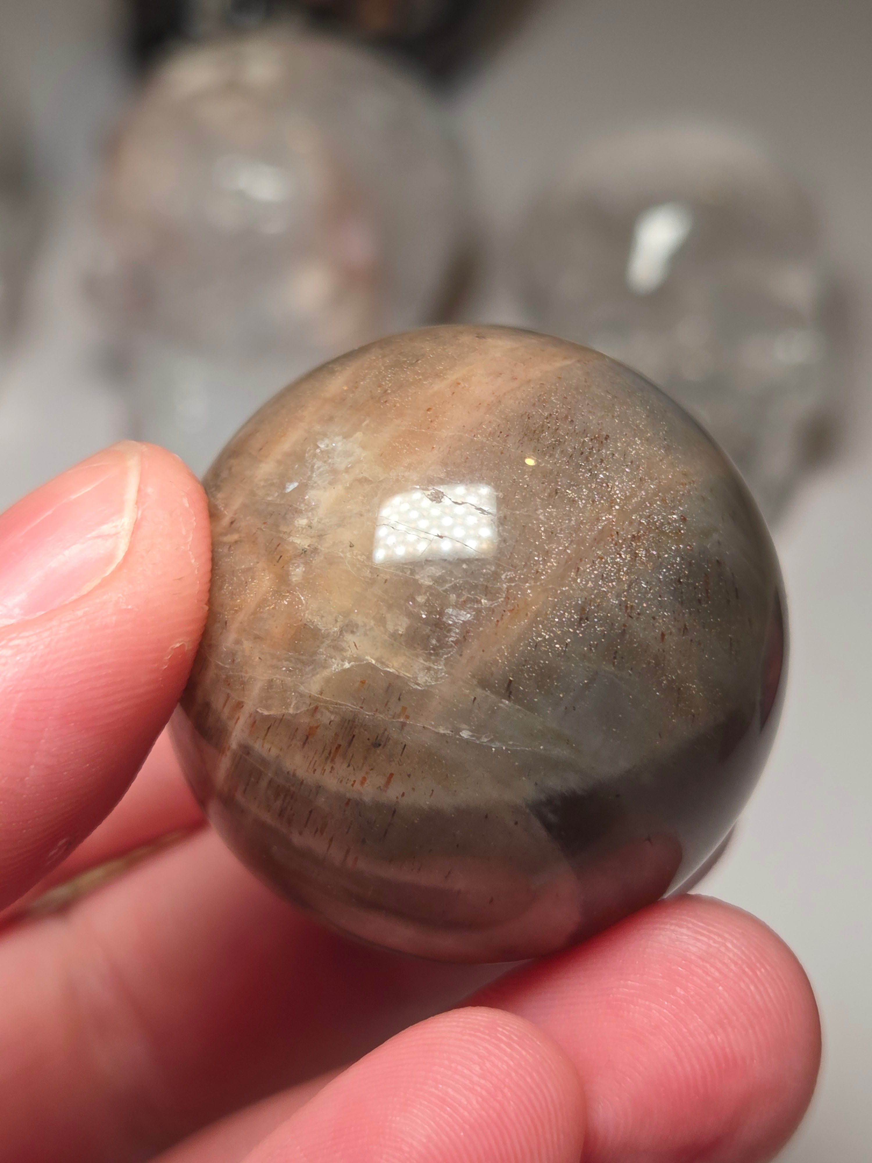 Grade A Black Moonstone with Sunstone with stand