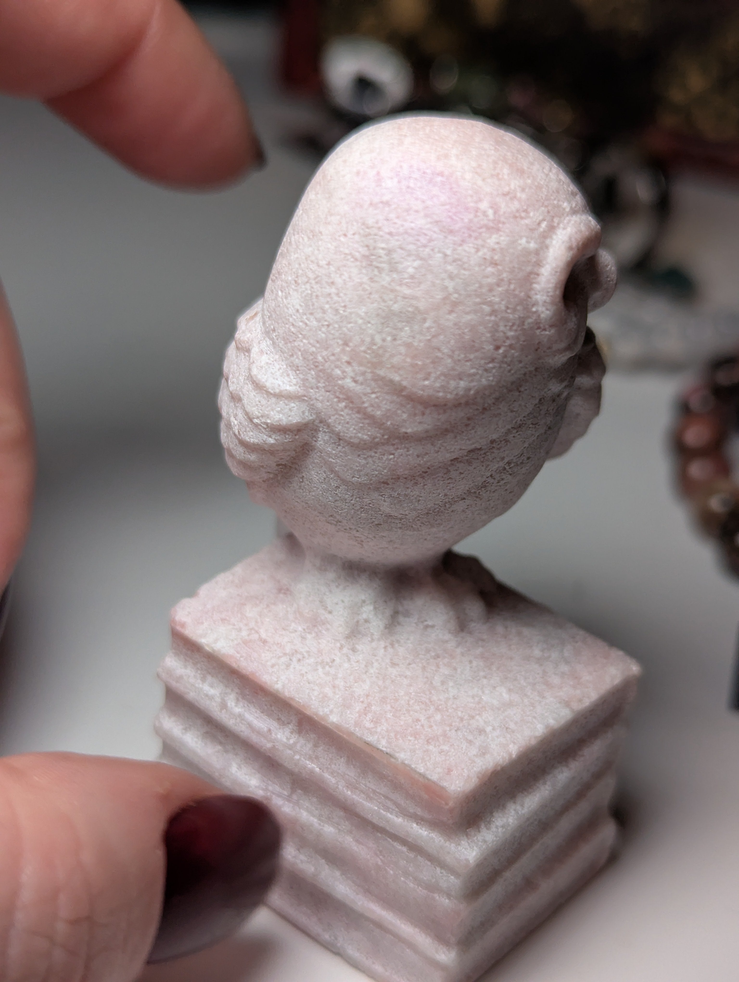 Pink opal crystal owl