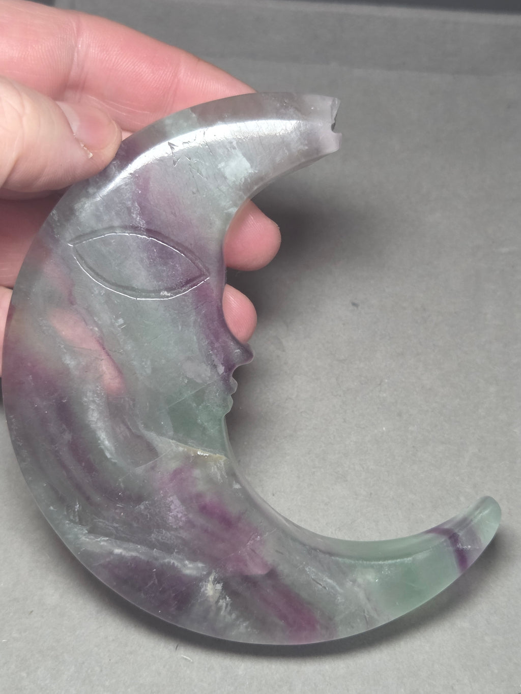 Hospital  - Damage  tip of the moon  Rainbow Fluorite comes with the Stand
