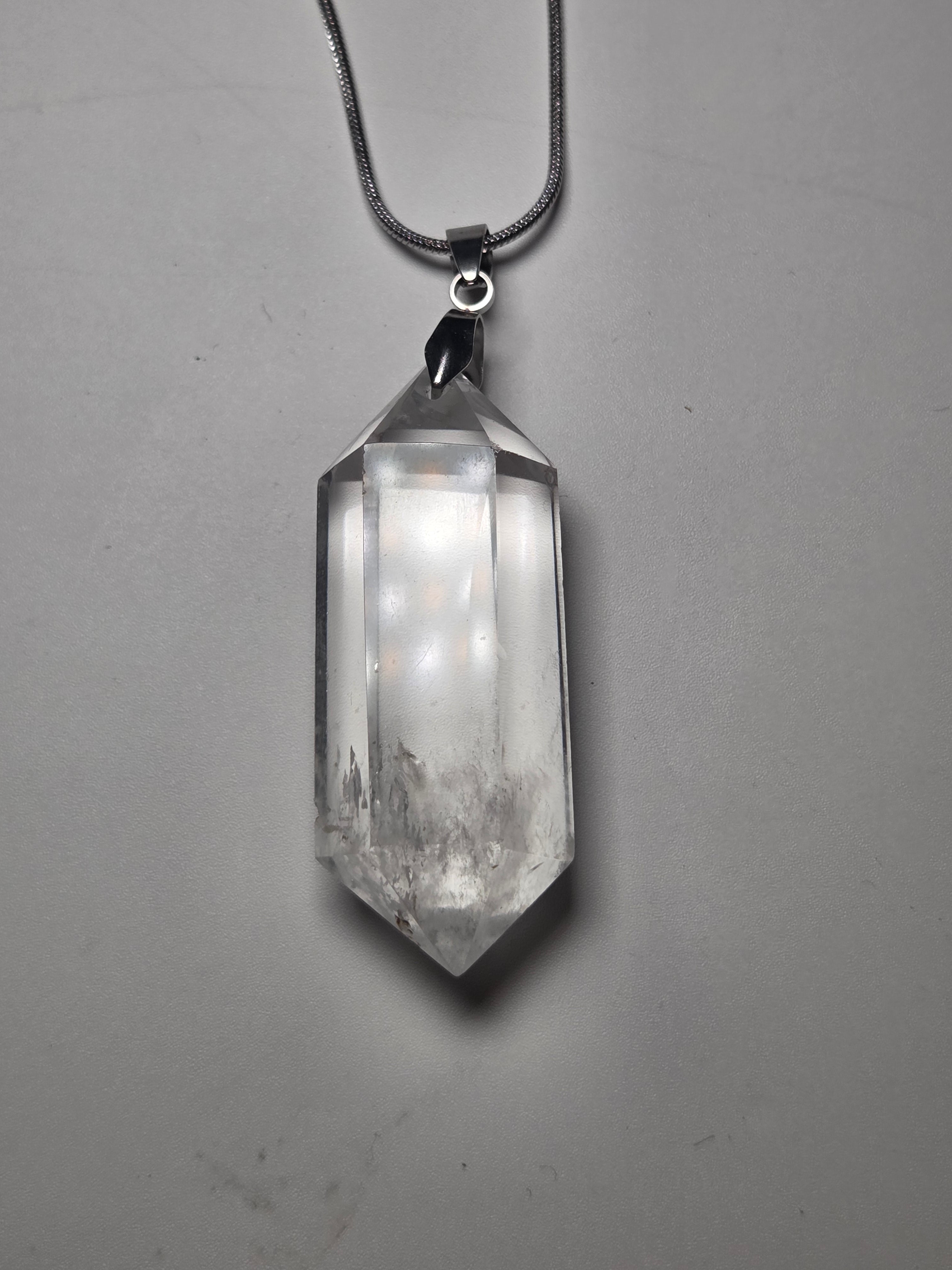 Grade AA Clear quartz crystal handmade necklace