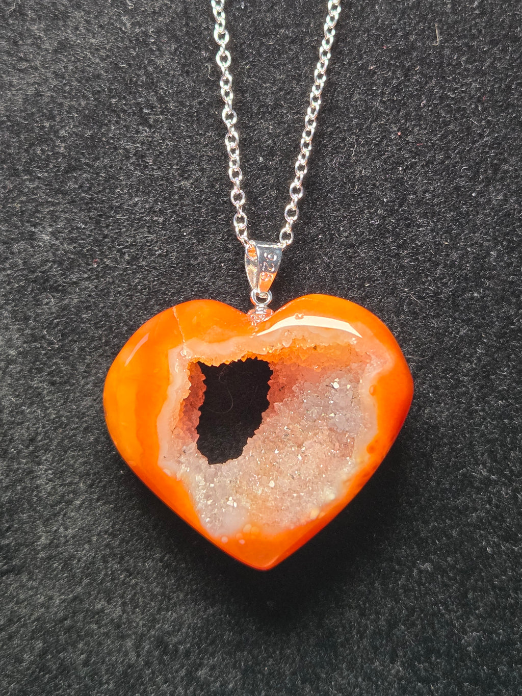 S925 Carnelian crystal heart with duzy necklace