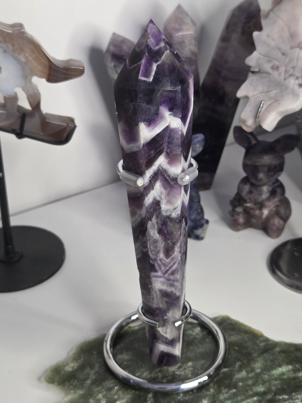 Dream Amethyst crystal Wand including silver stand