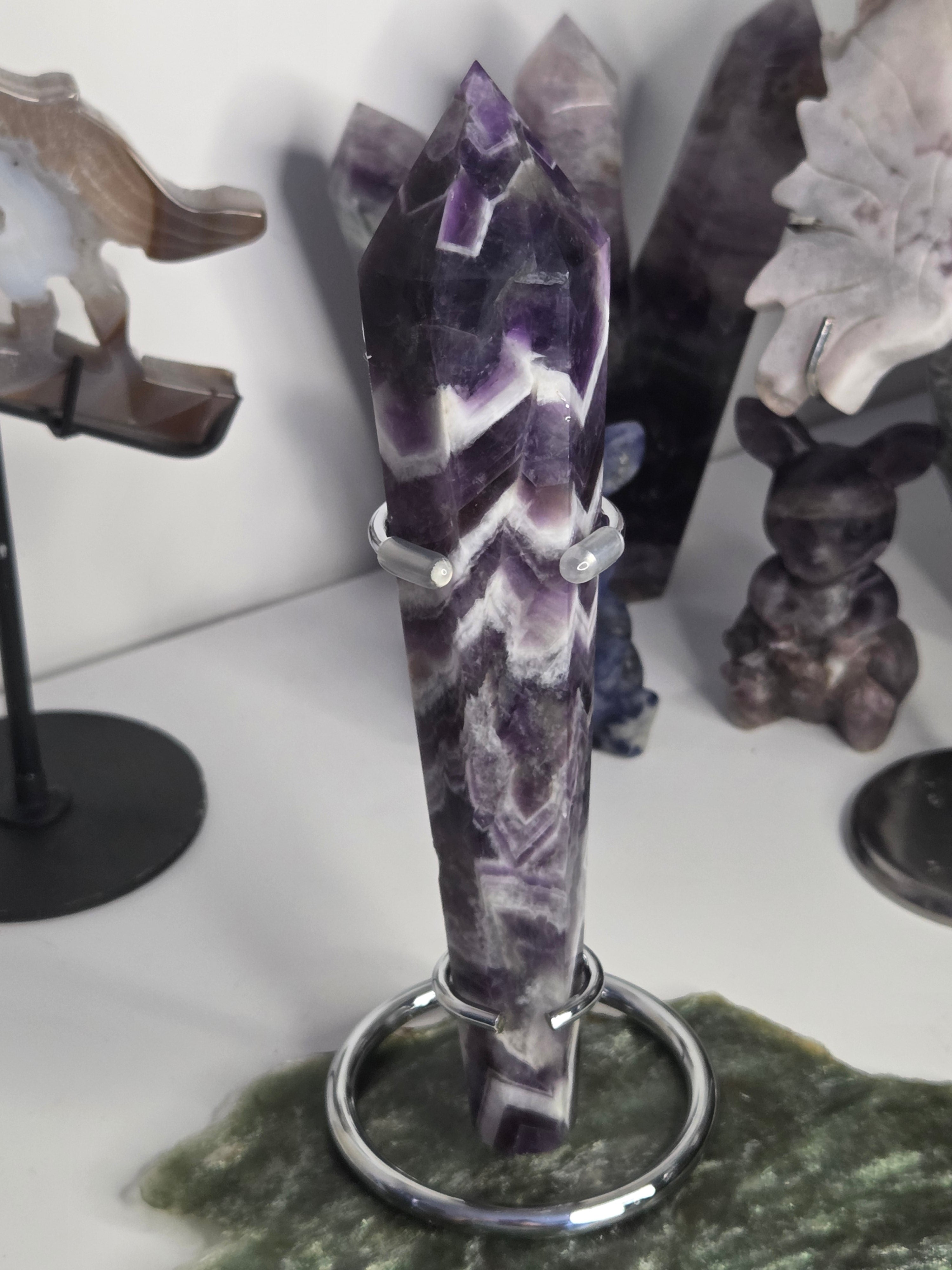 Dream Amethyst crystal Wand including silver stand