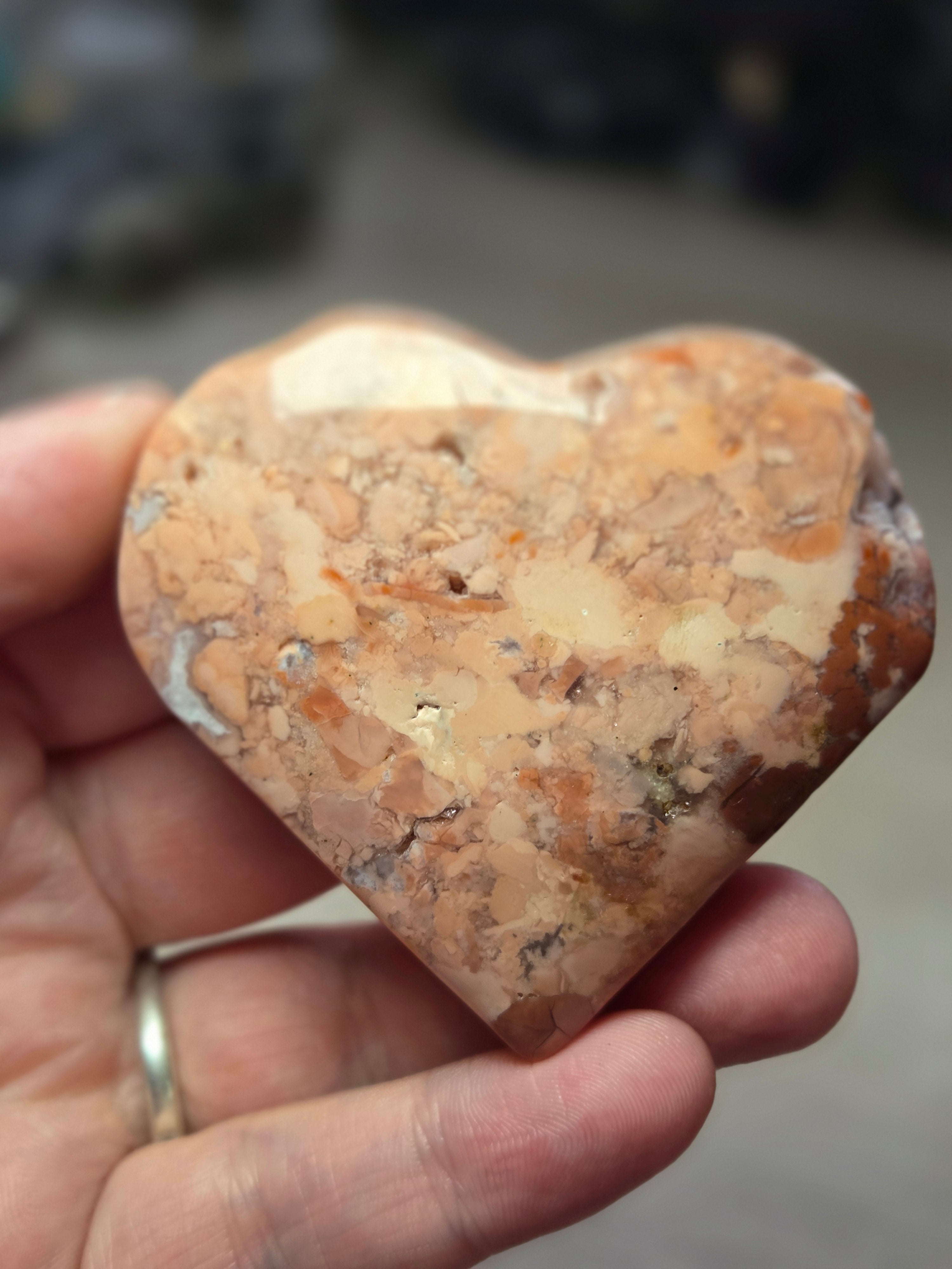 Cotton candy pink agate crystal heart