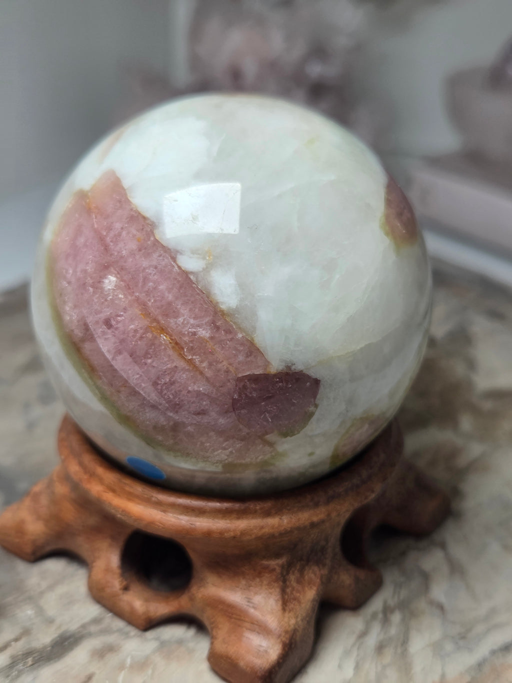 Pink Tourmaline crystal sphere Grade AA