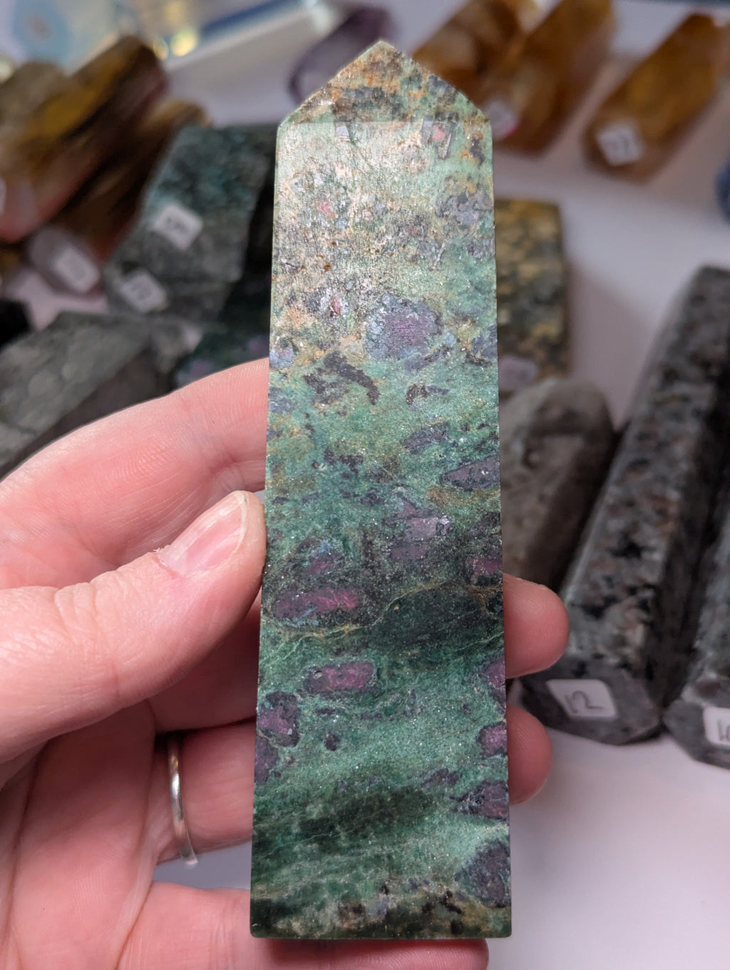 Ruby in golden  vain emerald crystal tower