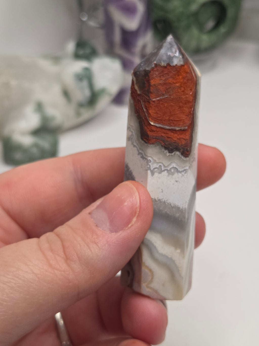 New Mexican crazy lace agate crystal tower