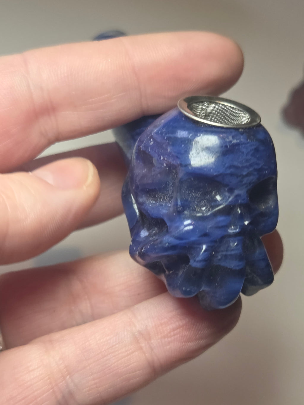 Blue smelling quartz smoking pipe