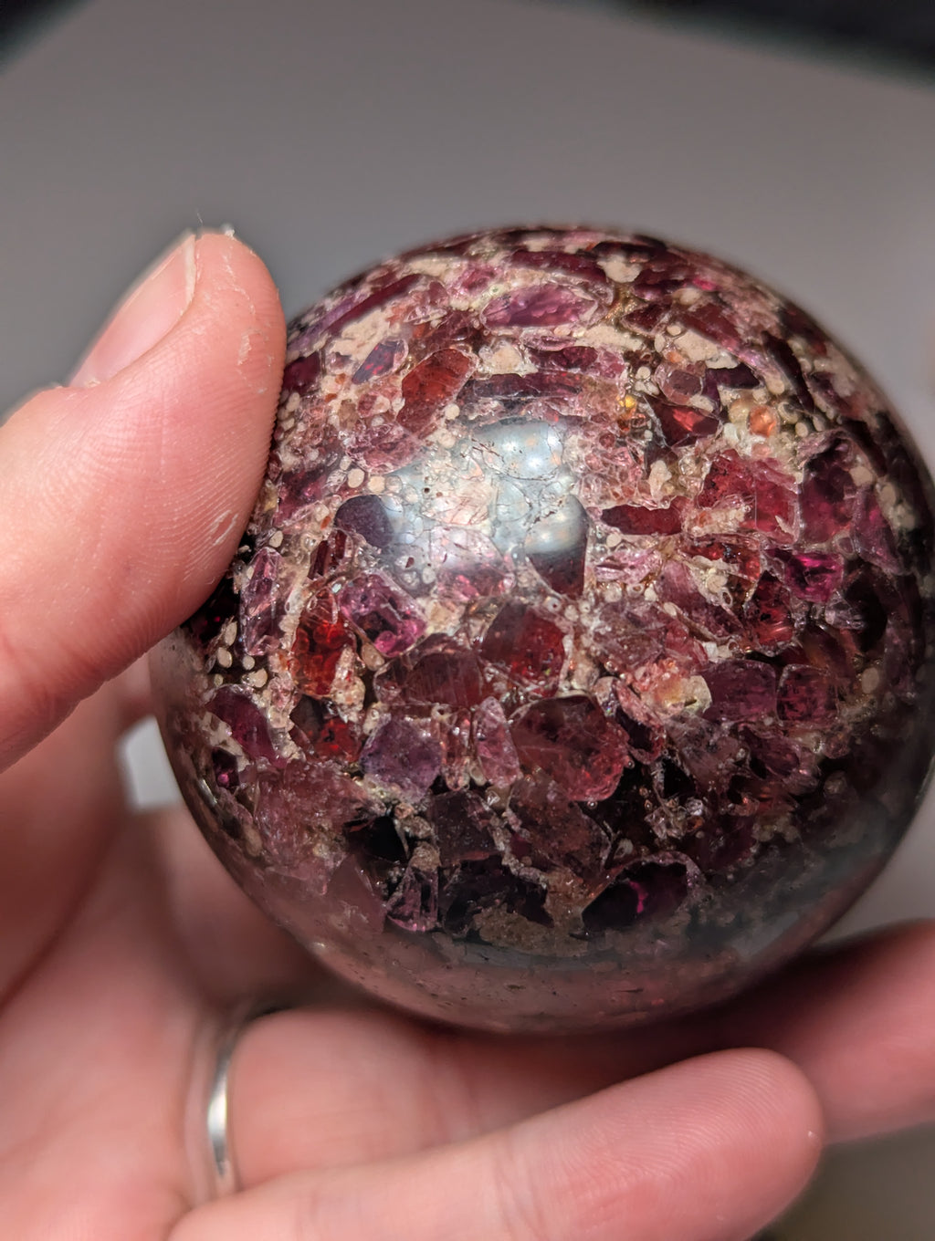 Garnet crystal sphere with Stand
