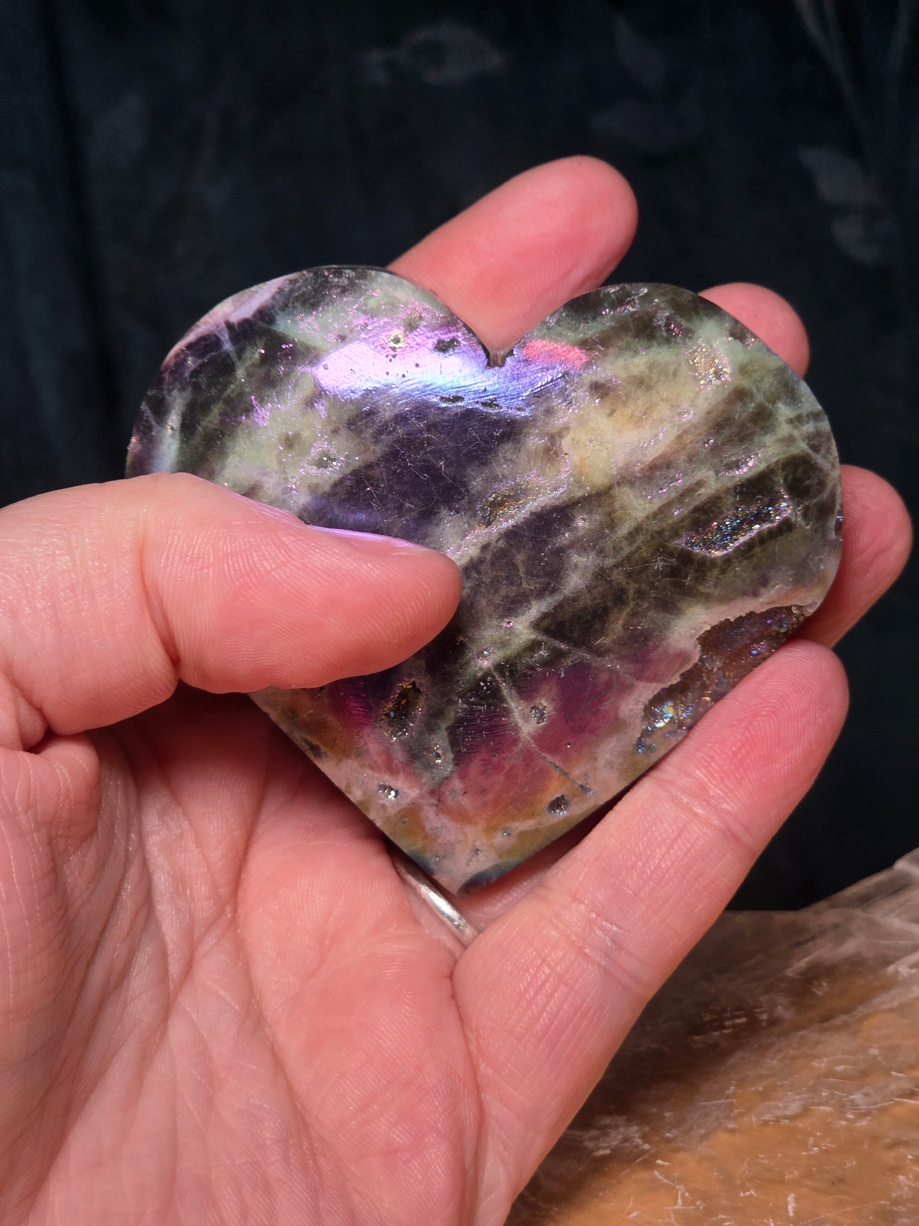 Aura Sphelerite crystal heart carving