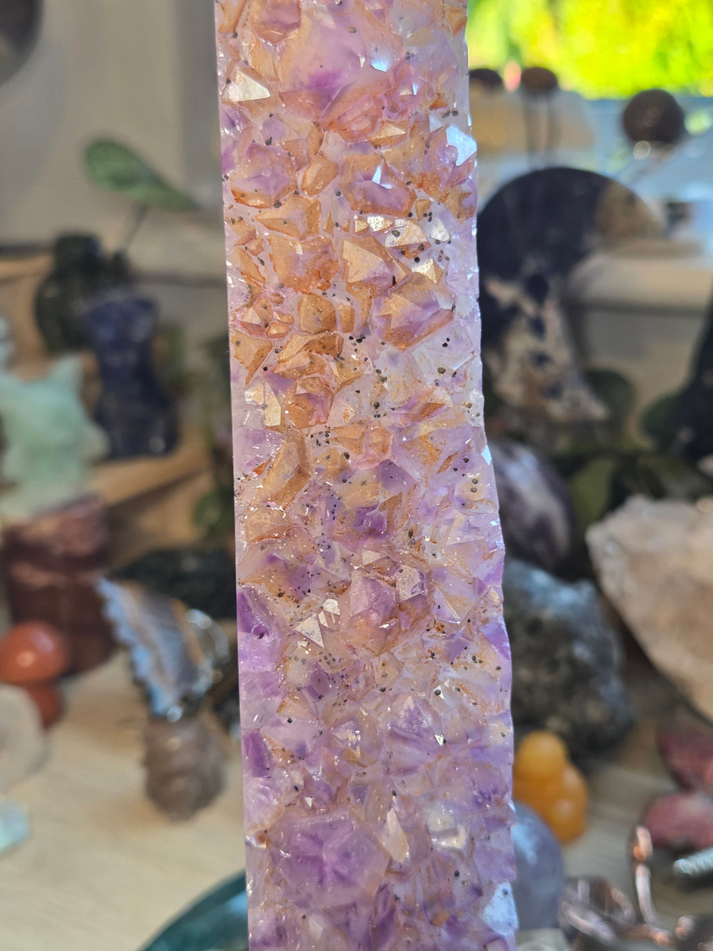 Beautiful  black agate with amethyst crystal from Brazil