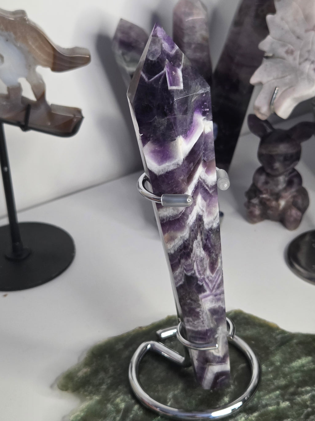 Dream Amethyst crystal Wand including silver stand