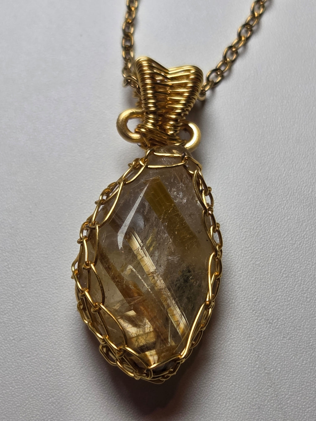 Golden Rutlile crystal Wire wrap necklace