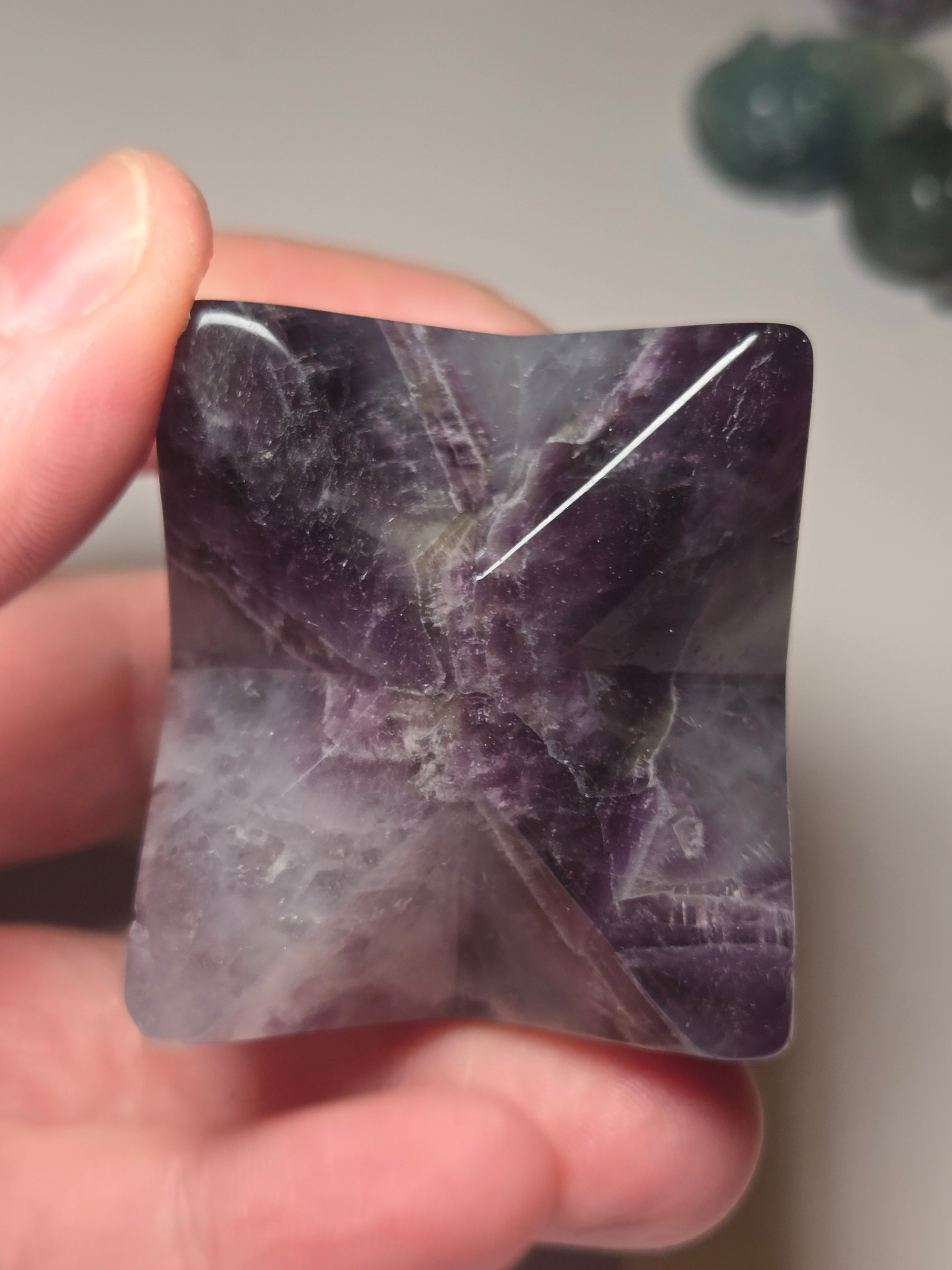 Dream Amethyst merkaba star carving