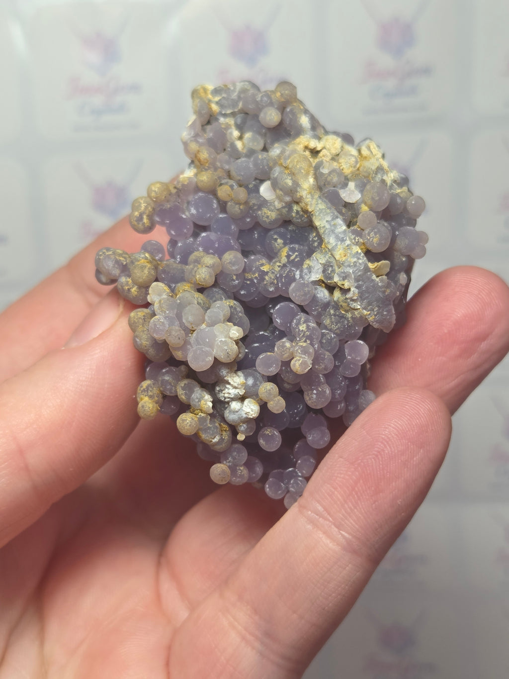Beautiful rare grape agate specimen with box