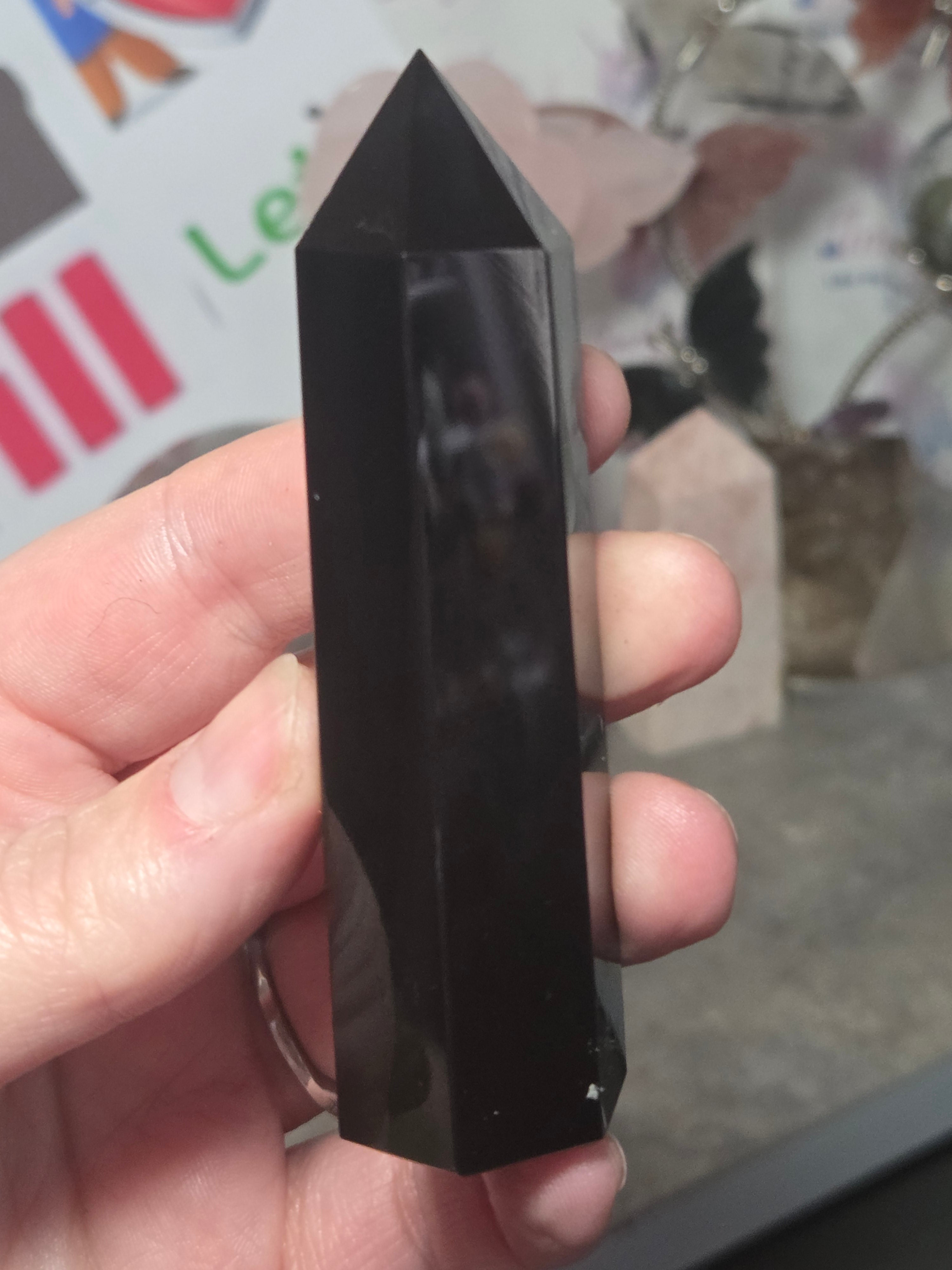 Obsidian crystal tower carving