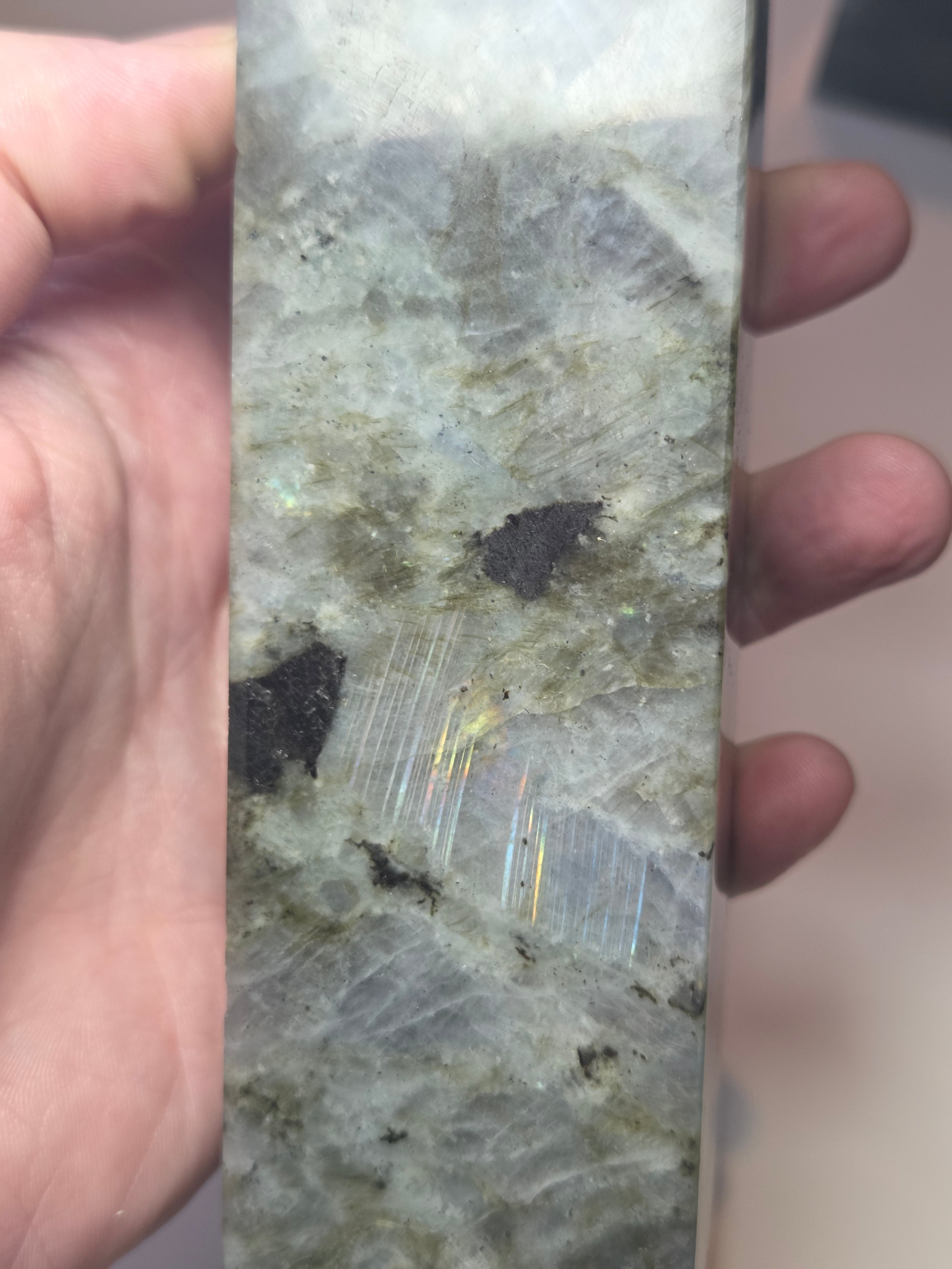 Labradorite crystal tower carving
